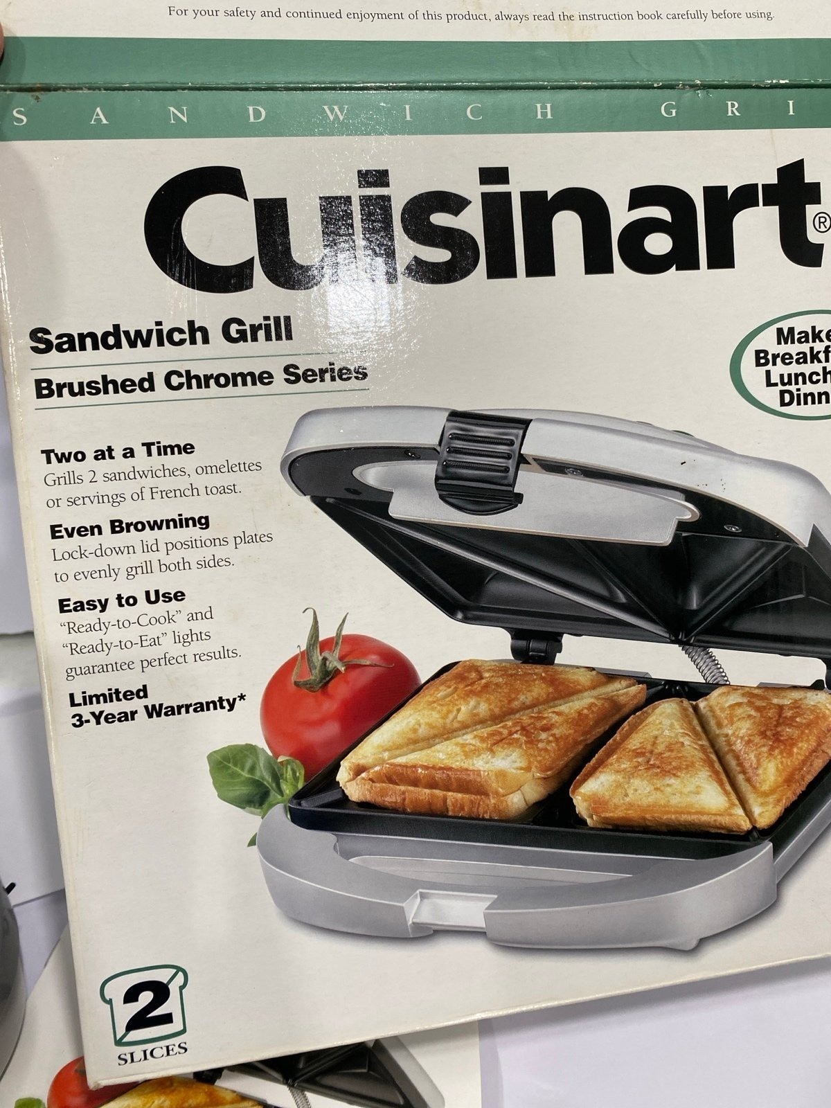 Cuisinart Sandwich Grill Chrome Series Instructions Recipe Booklet & Bake Pan