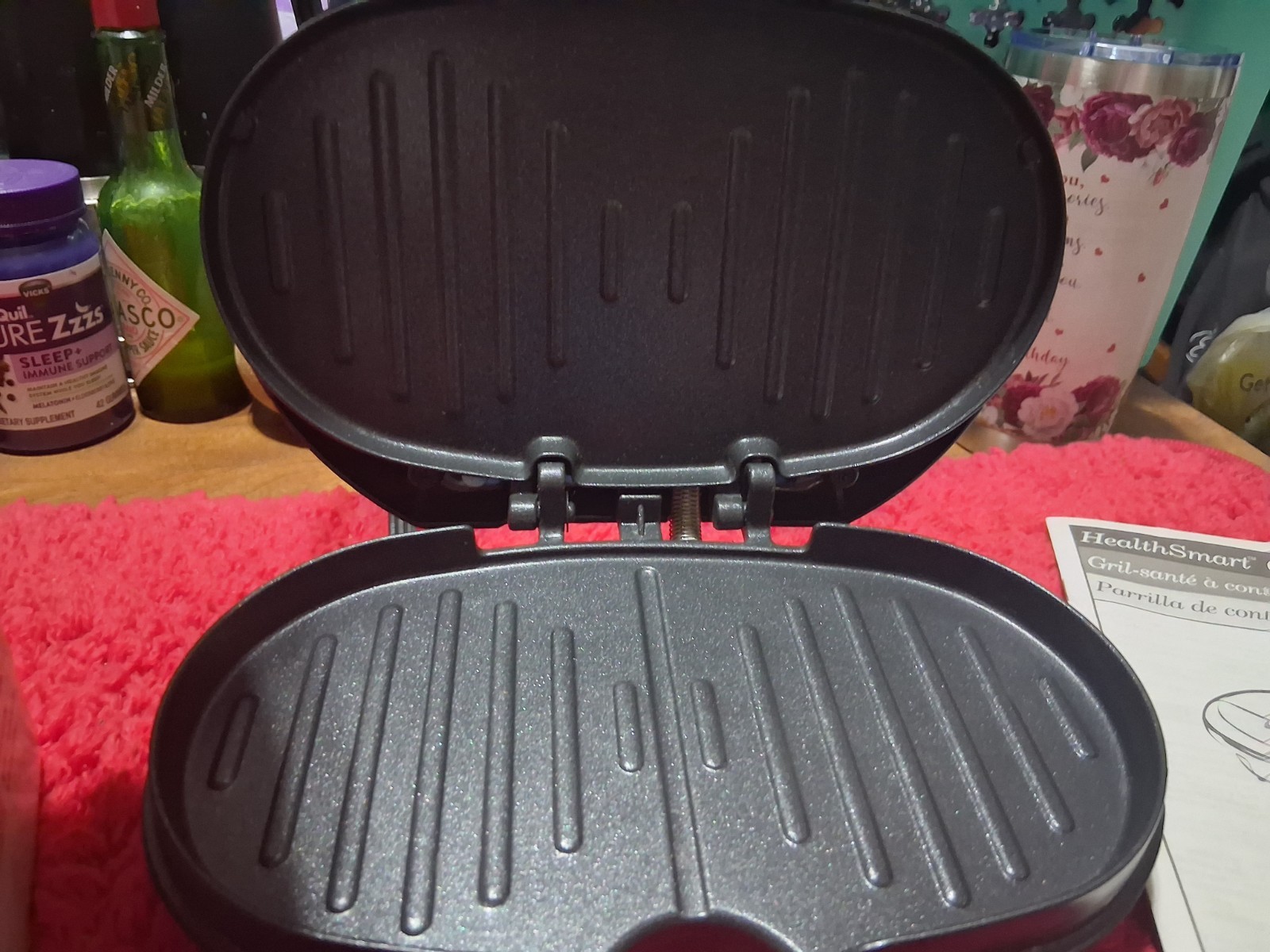 Proctor Silex 25218 Electric Contact Grill Non-Stick, Drip Tray, Black