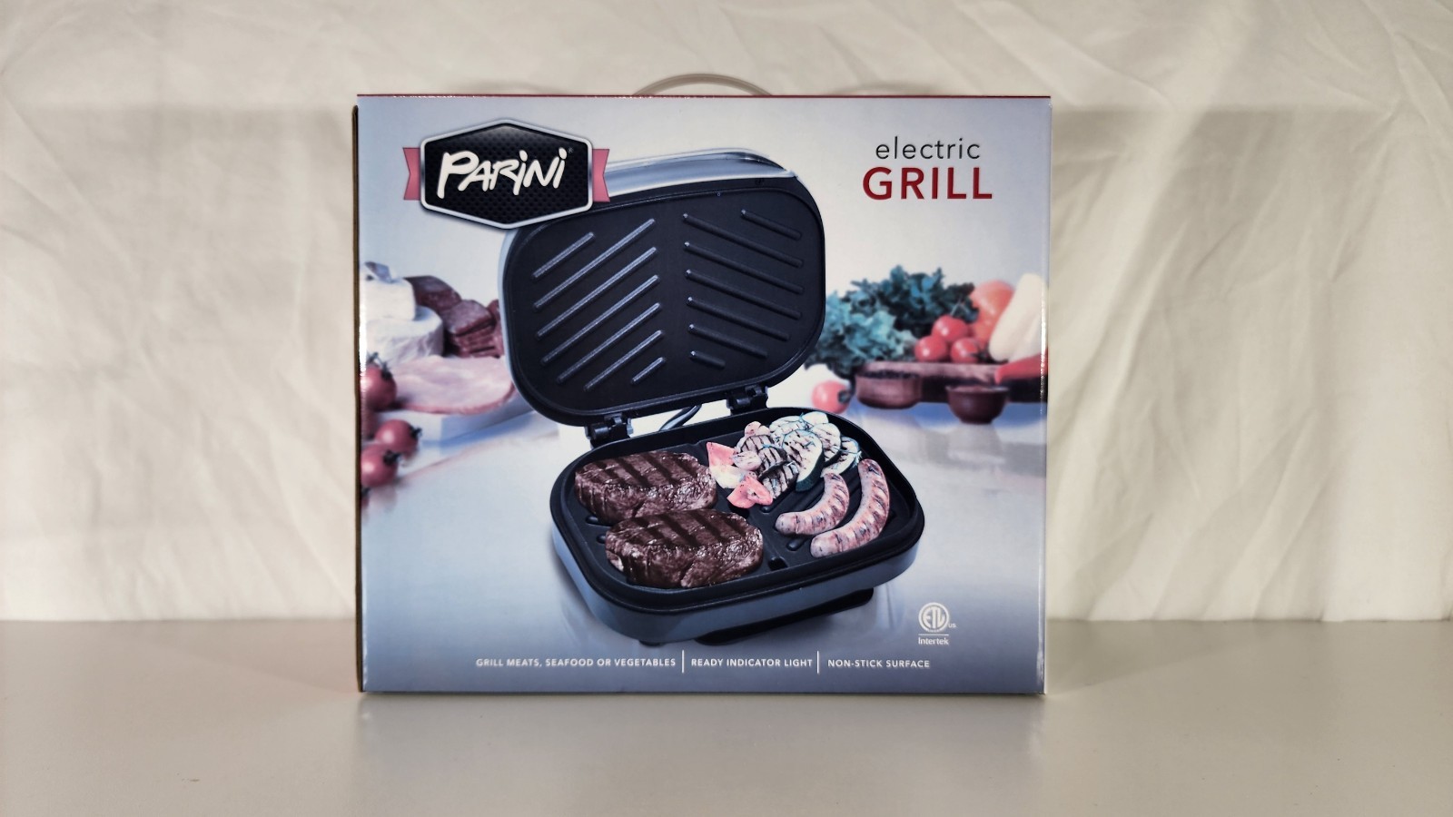 Parini Electric Grill – Non-Stick Surface – Silver Finish – 750 Watts -Drip Tray