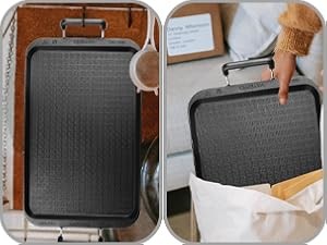 2-Burner Griddle Pan with Glass Lid – Nonstick Stovetop Griddle for Gas & Glass