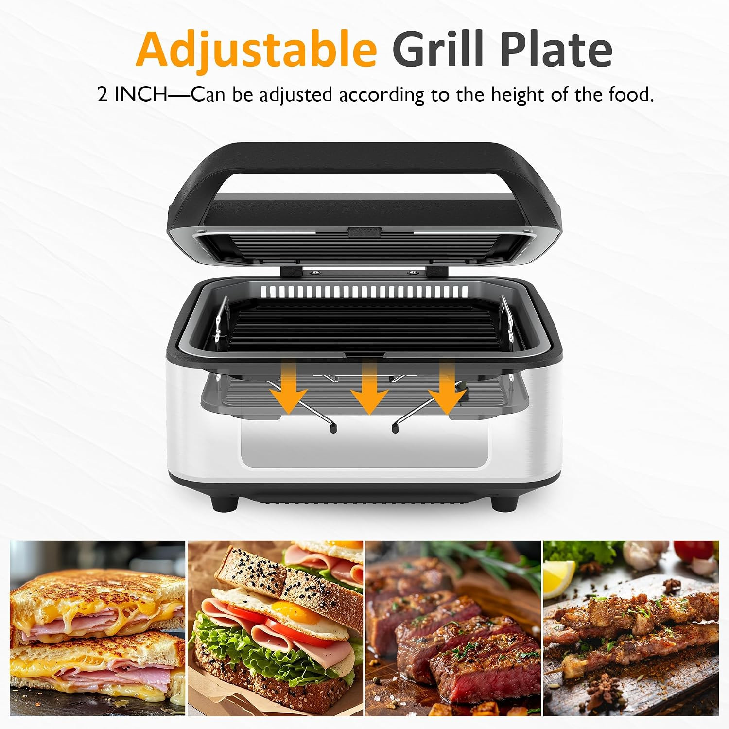 1300W Smokeless Grill Indoor with Auto-Lift, Electric Panini Press Griddle with