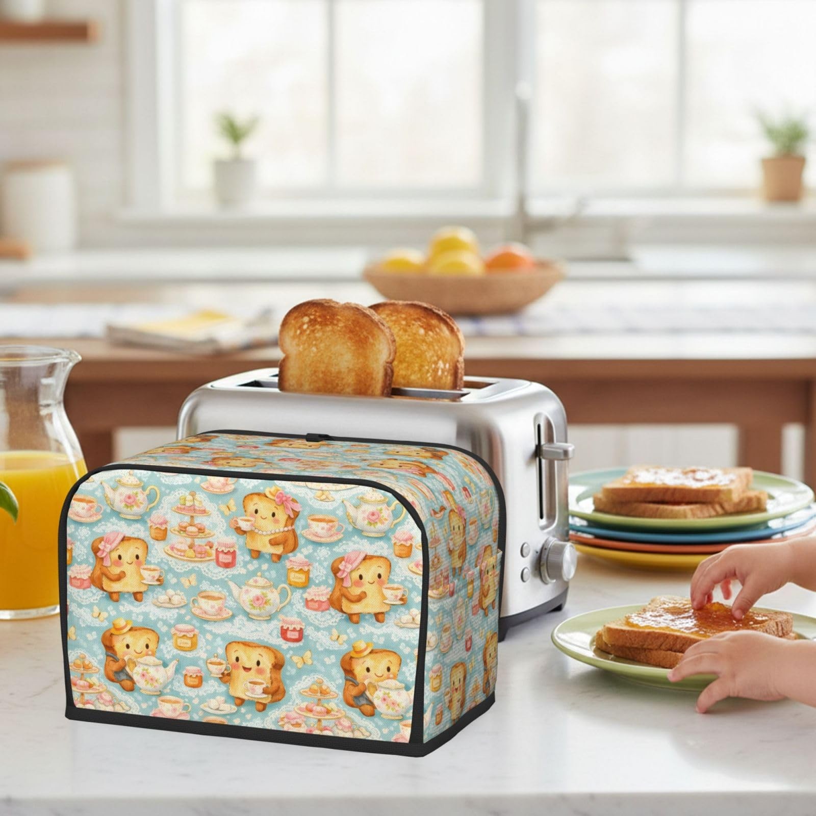 NeuKim 2 Slice Toaster Cover 2 Slice, Vintage High Tea Party Toast Pattern