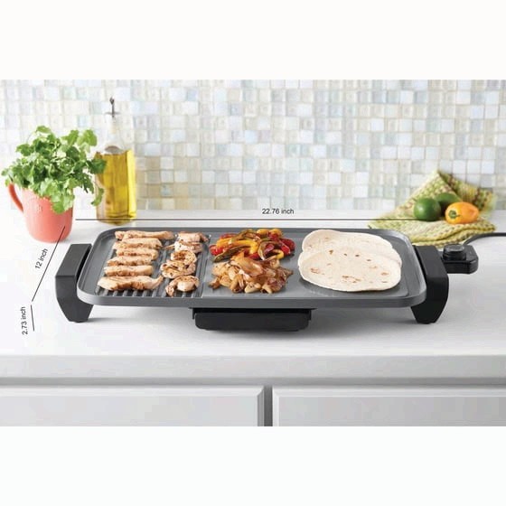 Mainstays 12×20 Electric Ceramic Griddle Nonstick 1500W Temperature Control