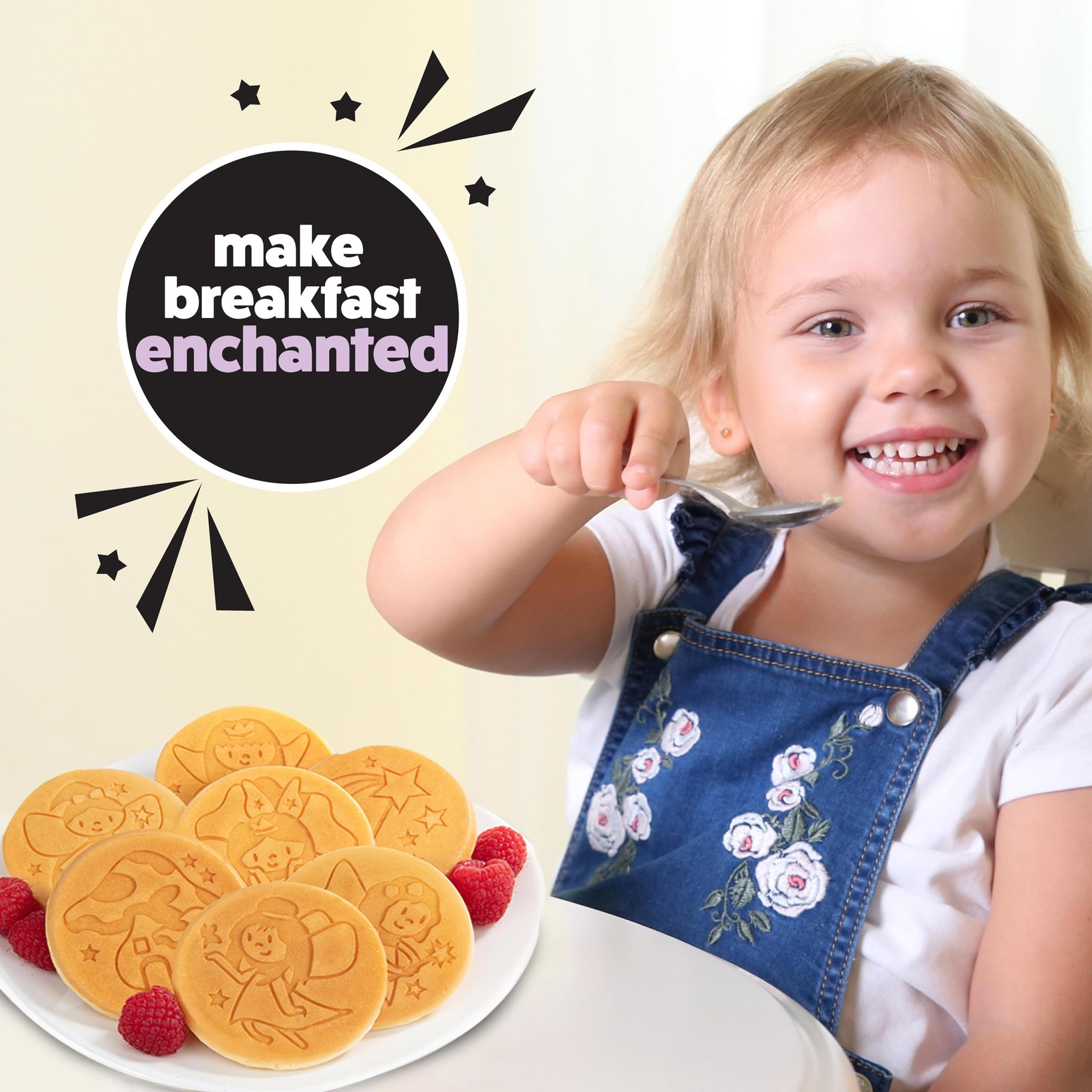 CucinaPro Fairy Friends Mini Pancake Pan- Make 7 Unique Flapjacks- Nonstick