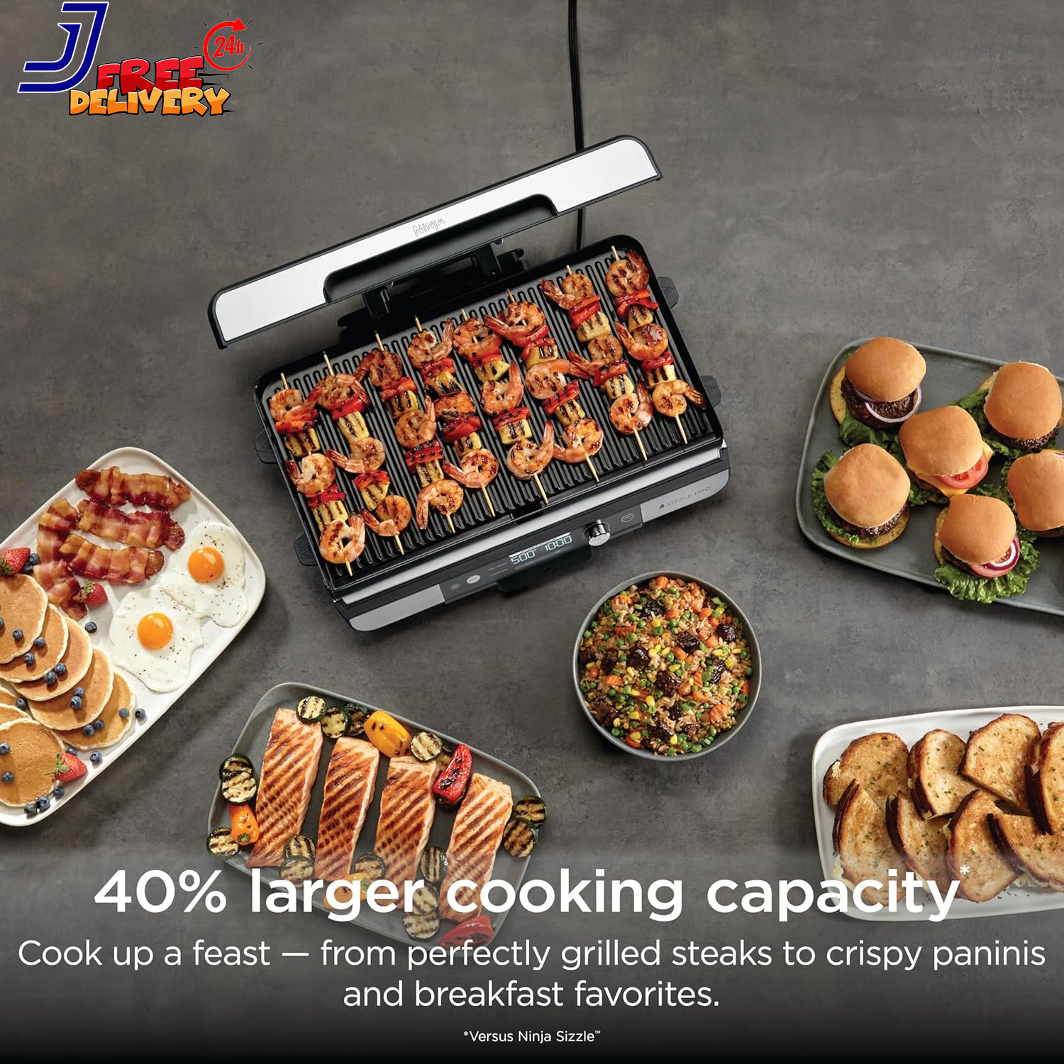 Sizzle Pro XL 20″ Nonstick Griddle & Grill with Grease Control System