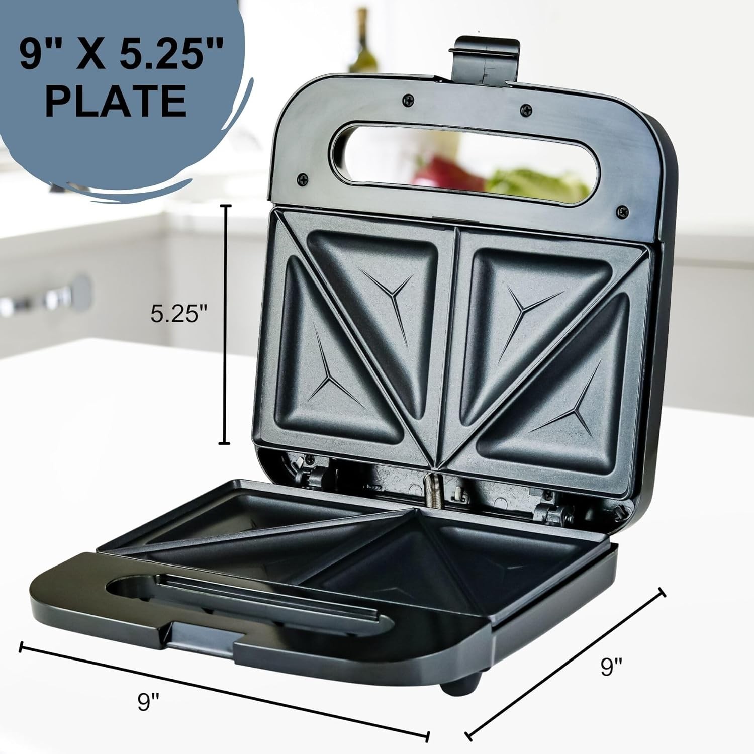 Compact 750W Electric Sandwich Maker with Non-Stick Plates for Quick Meals