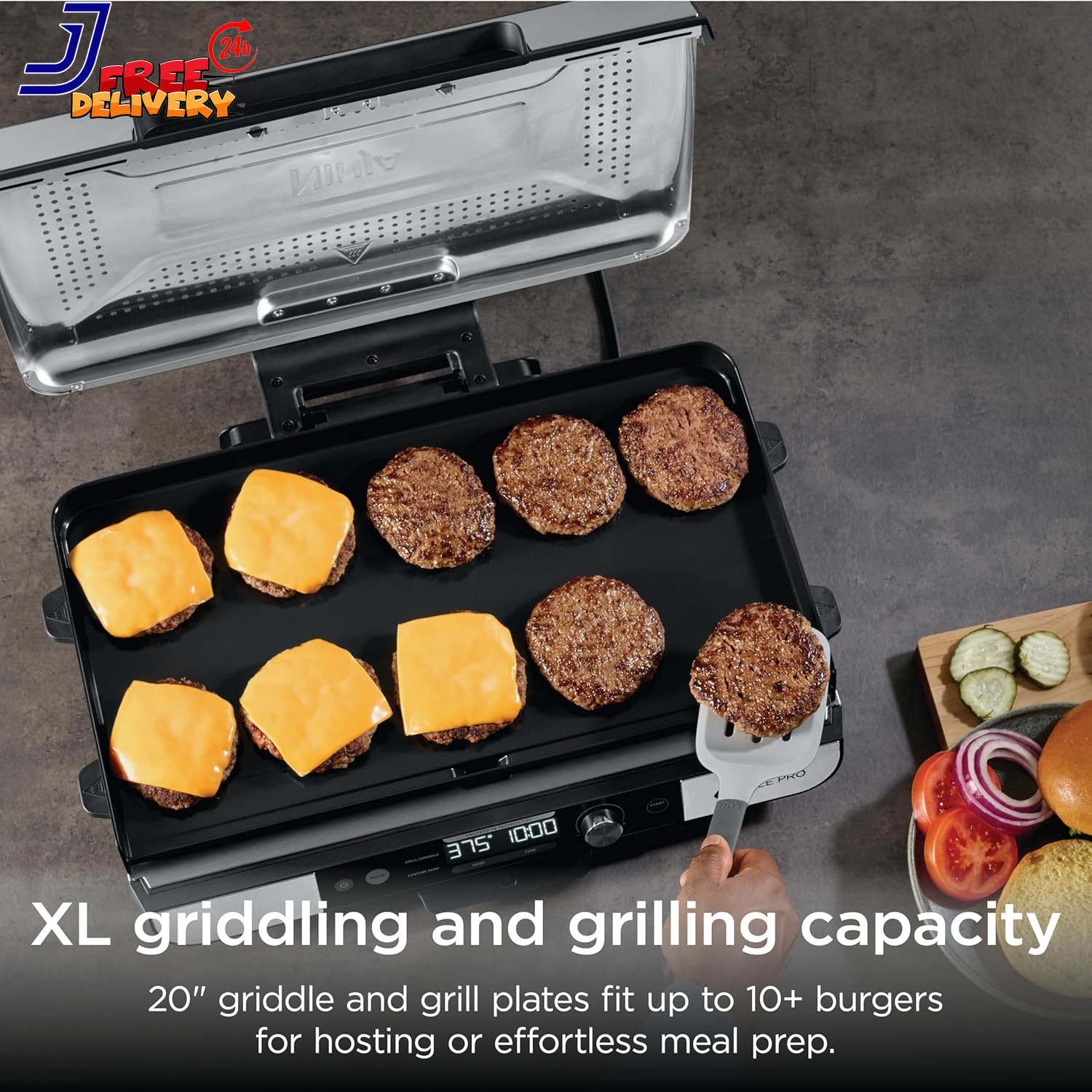 Sizzle Pro XL 20″ Nonstick Griddle & Grill with Grease Control System