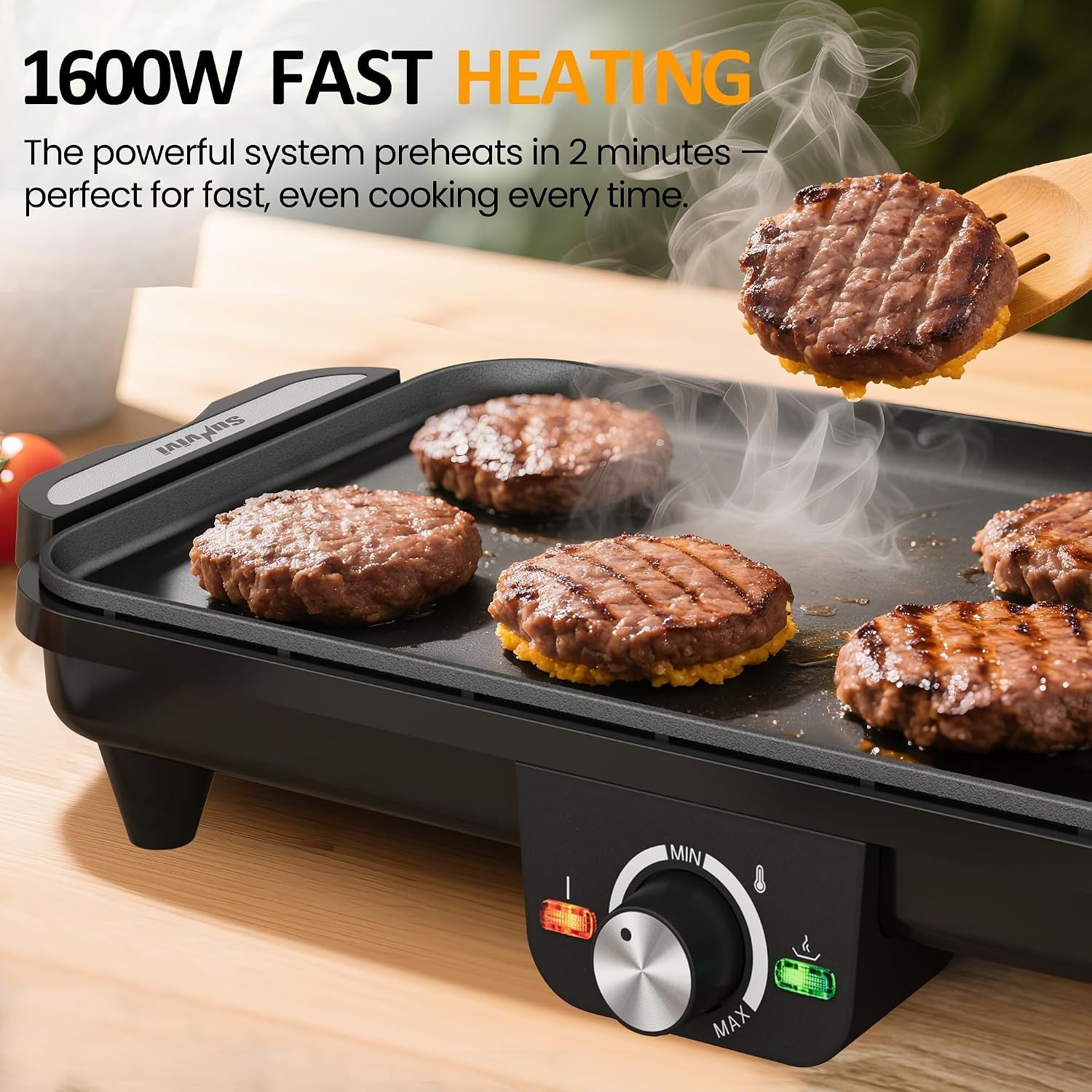 Sunvivi 38” Extra Large Electric Griddle – Foldable Grill Nonstick Plate | with