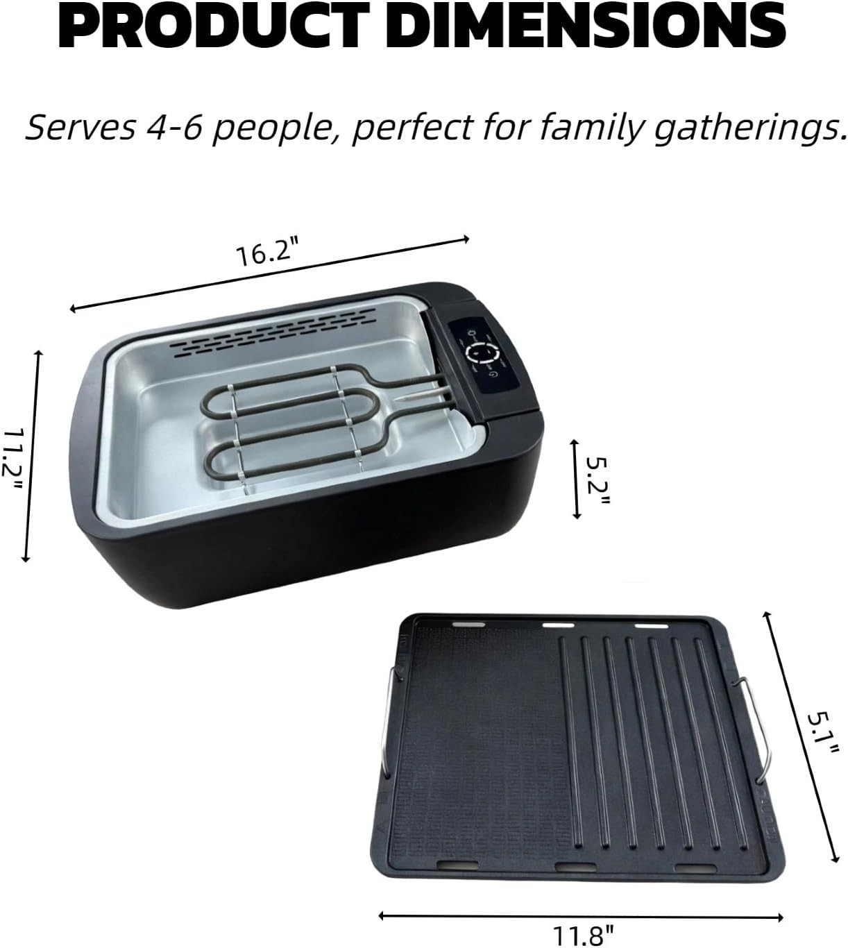 1100W Indoor Smokeless Grill Griddle Korean BBQ Nonstick Electric Tabletop