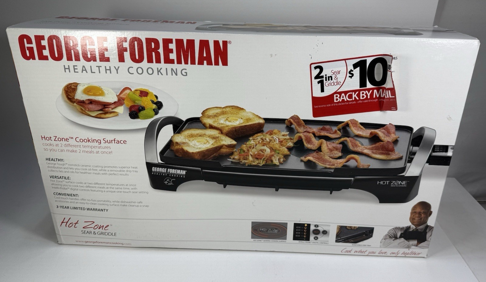 George Foreman Hot Zone Sear & Griddle Cooks At 2 Different Temperatures