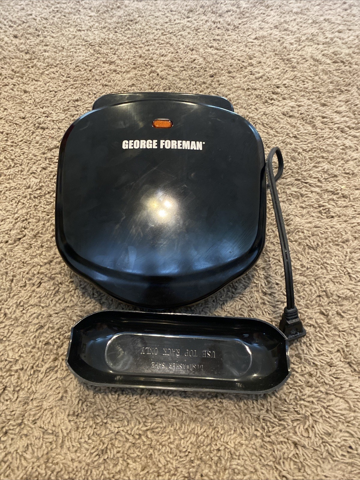 Grill George Foreman Classic Plate 2 Person CounterTop Black With Grease Trap