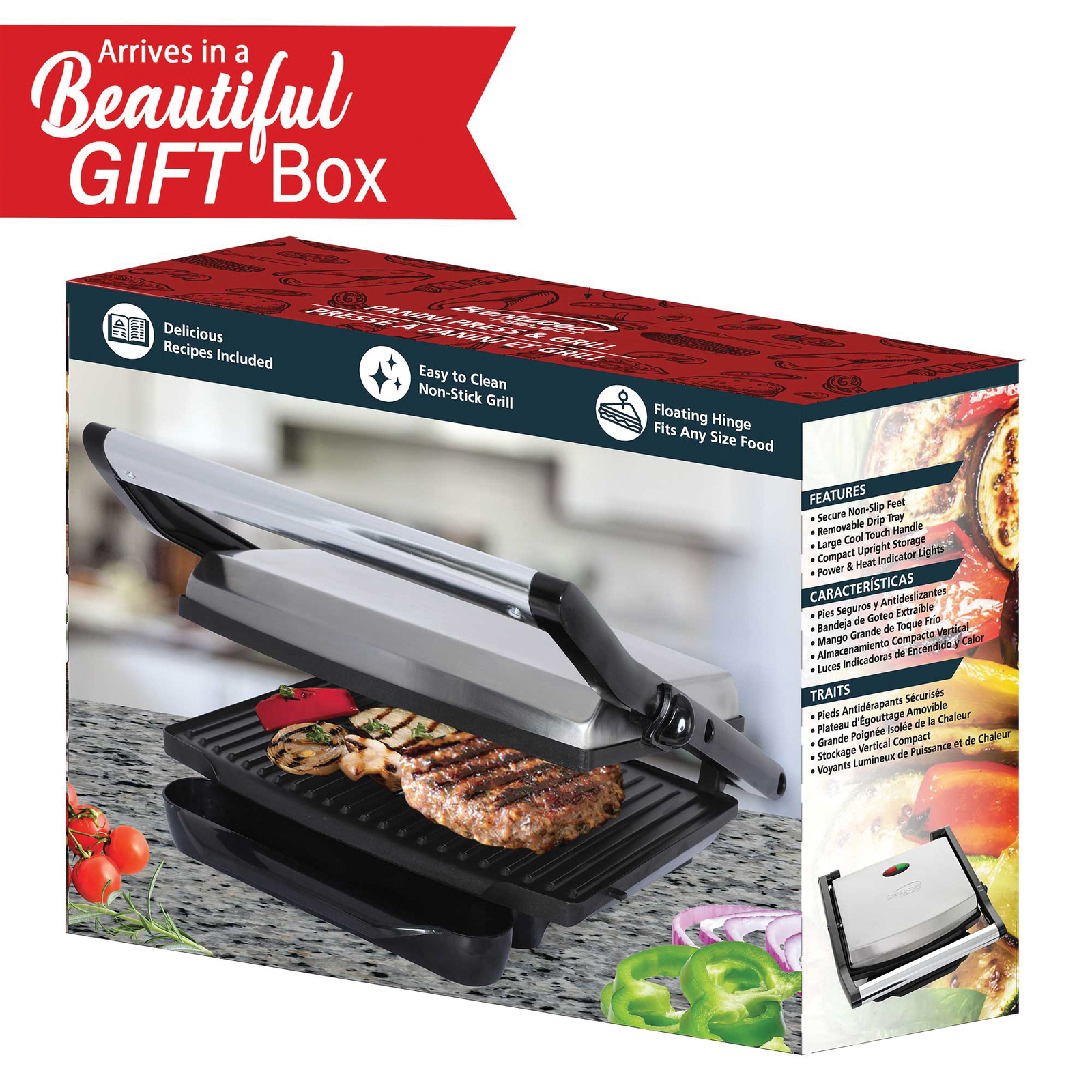 Brentwood Select Compact Non-Stick Panini Press and Sandwich Maker – Stainles…