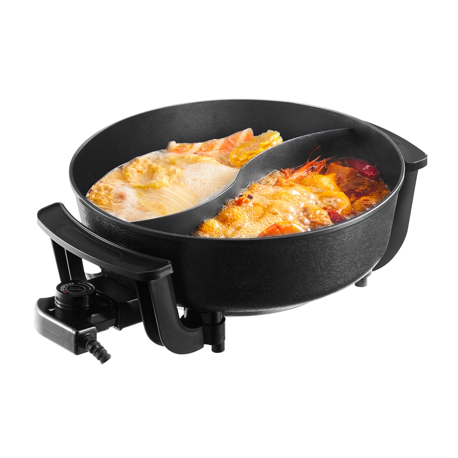 Electric Hot Pot 5 L Non-Stick Shabu-shabu Hot Pot with Divider for 6-10 People