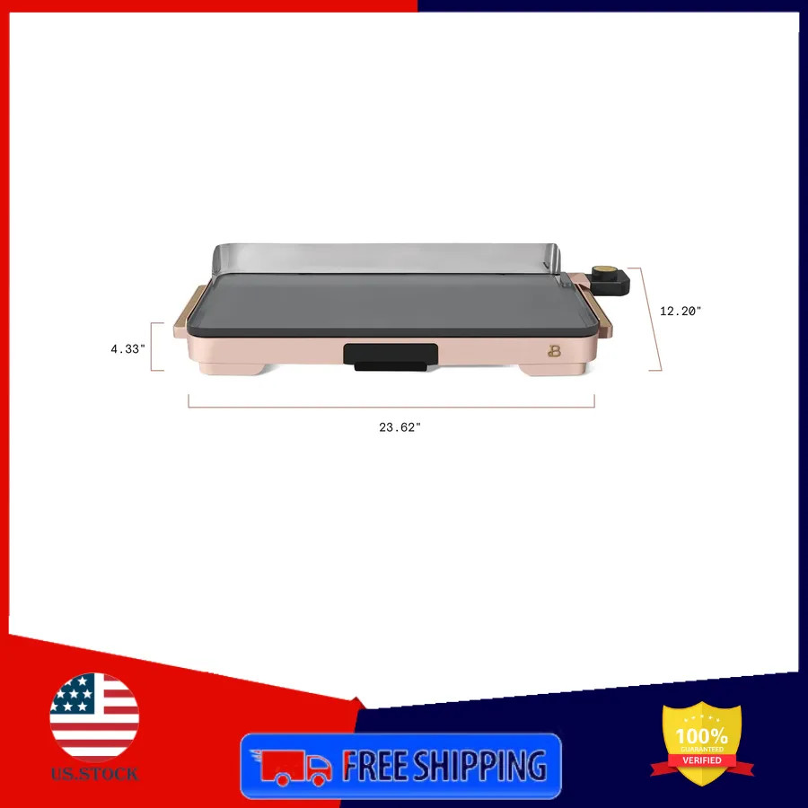 Beautiful 12 x 22 XL Electric Griddle Nonstick Ceramic Surface Rose Gold