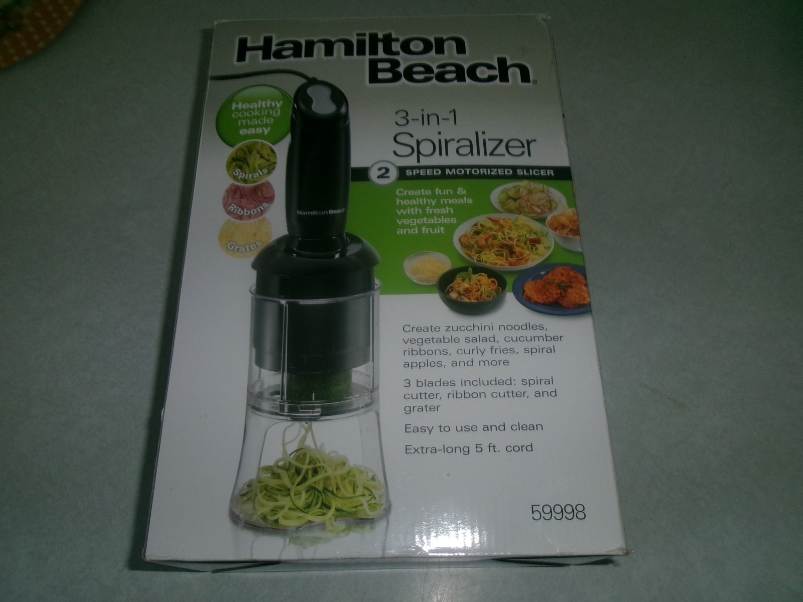 HAMILTON BEACH 3 IN 1 SPIRQLIZER! BOX OPEN BUT NEVER UNPACKED !