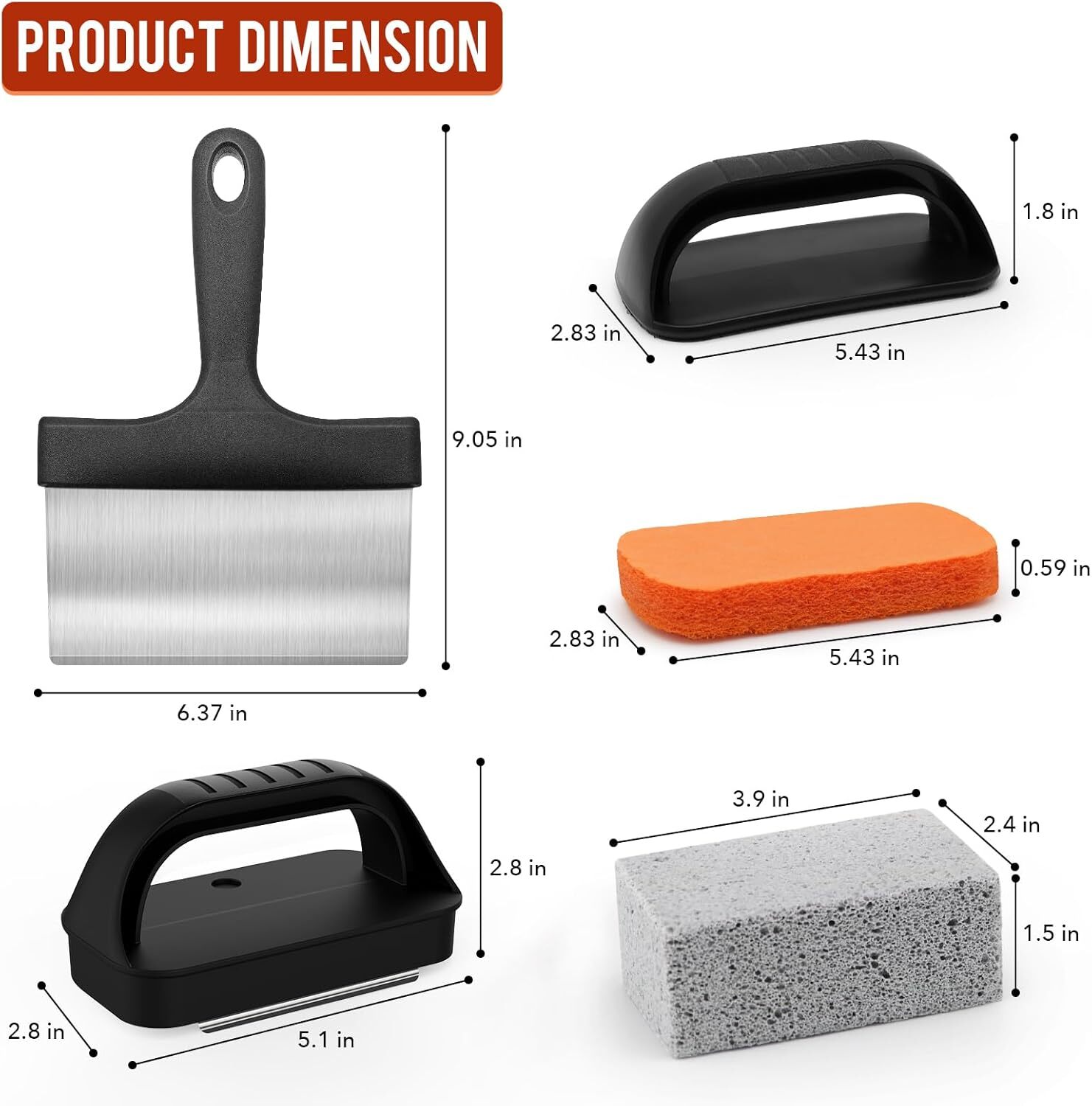 Griddle Cleaning Kit for Blackstone, Flat Top Grill with Black