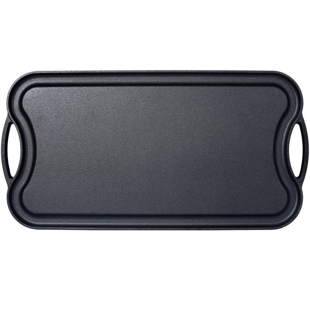 Reversible Grill/Griddle Pre-Seasoned Cast Iron Rectangular Double Griddle Pan