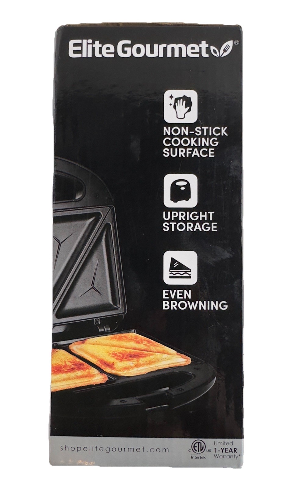 Elite Gourmet Sandwich Maker Panini Machine ESM2207 Non-Stick, Black NEW