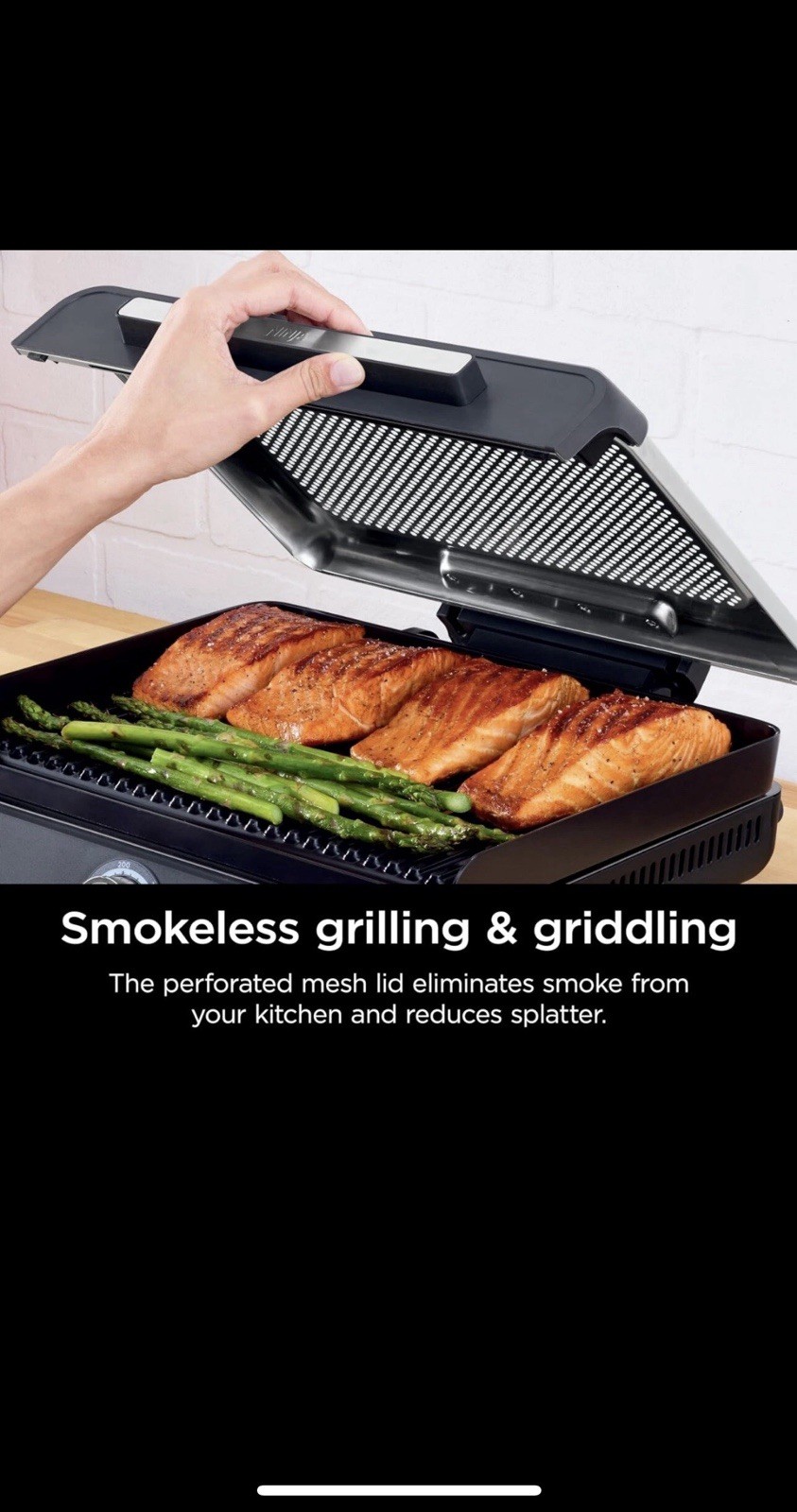 Sizzle Smokeless Indoor Grill & Griddle 14” Interchangeable Nonstick 500F Heat
