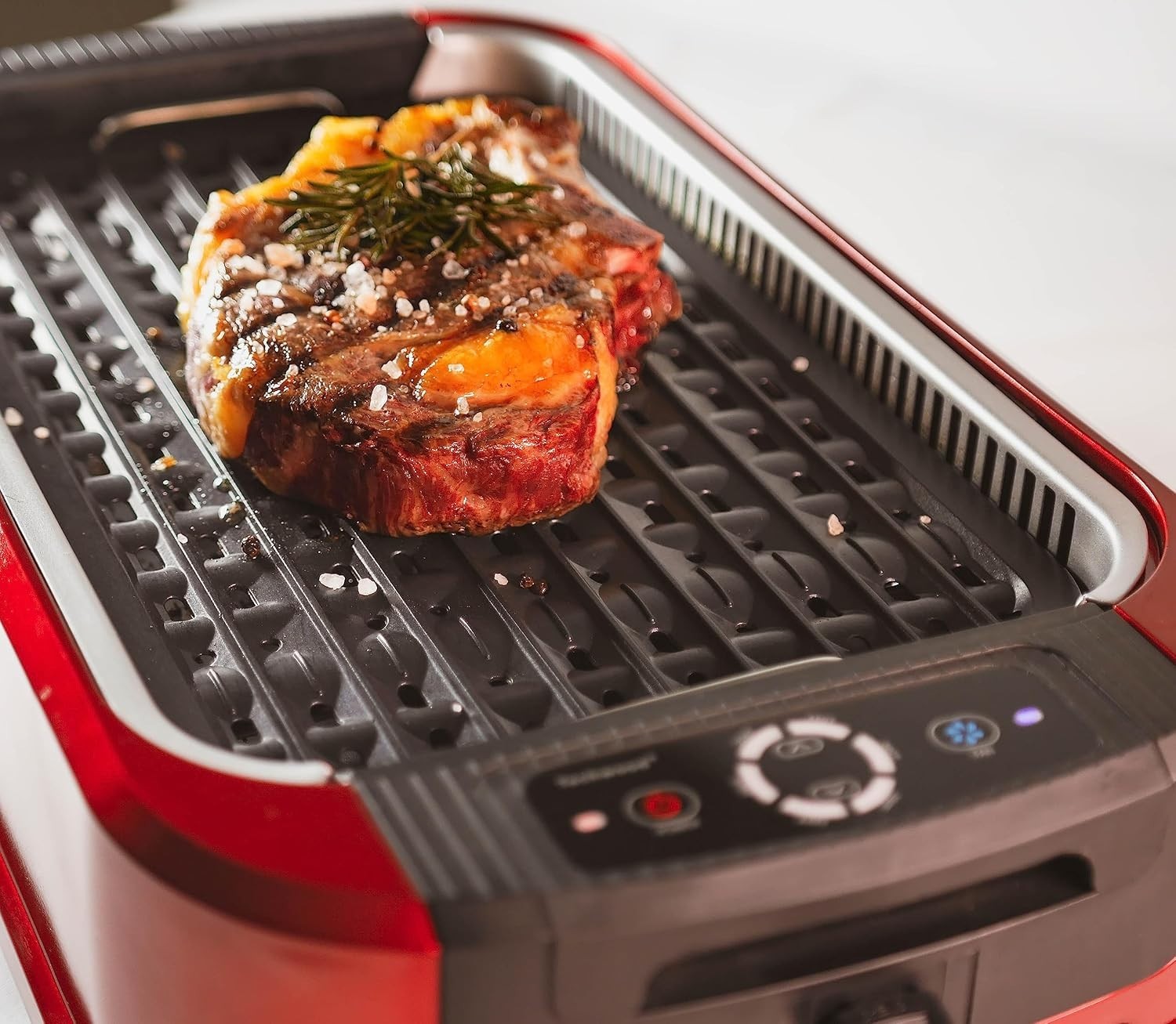 Versatile Electric Indoor Grill with Built-in Thermometer & Non-stick Surface