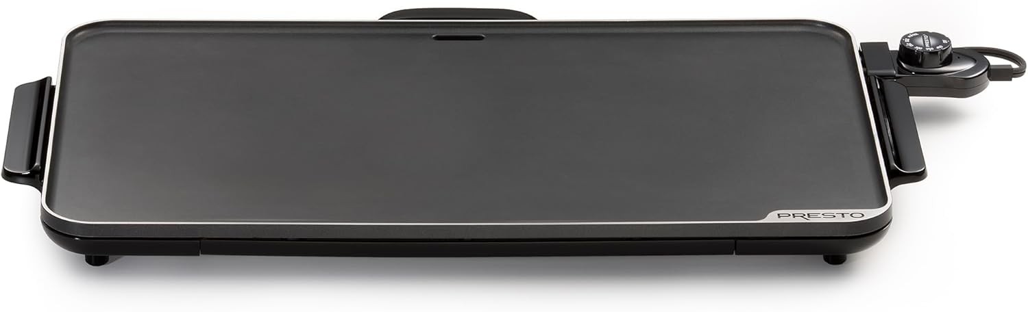 Presto 07072 22-Inch Extra Large Griddle, 22″x 13″, Low Profile Design, Black