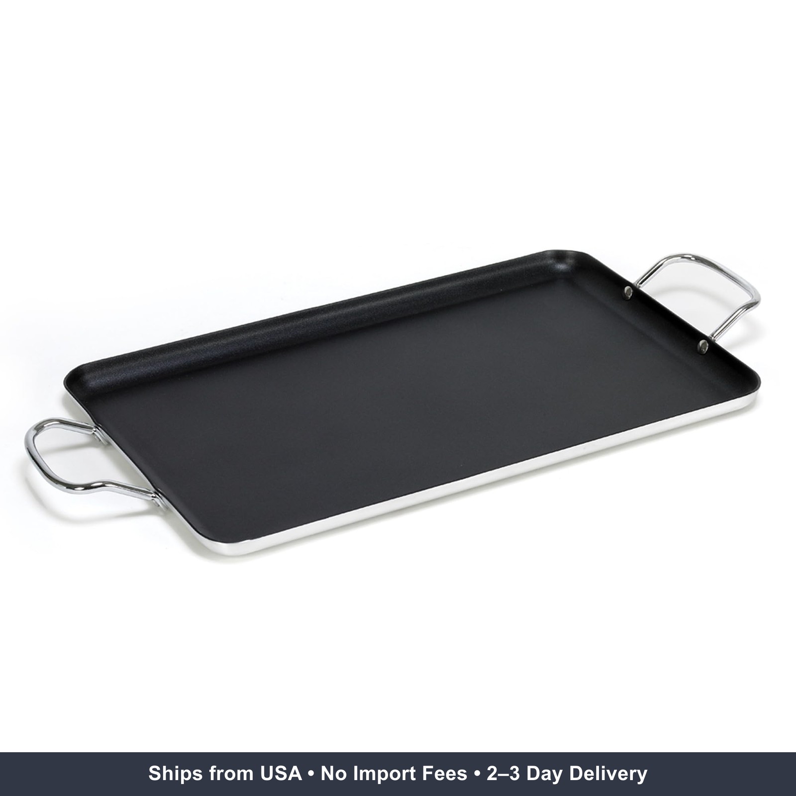 Imusa Double Burner Griddle Non-Stick 20-Inch, Black