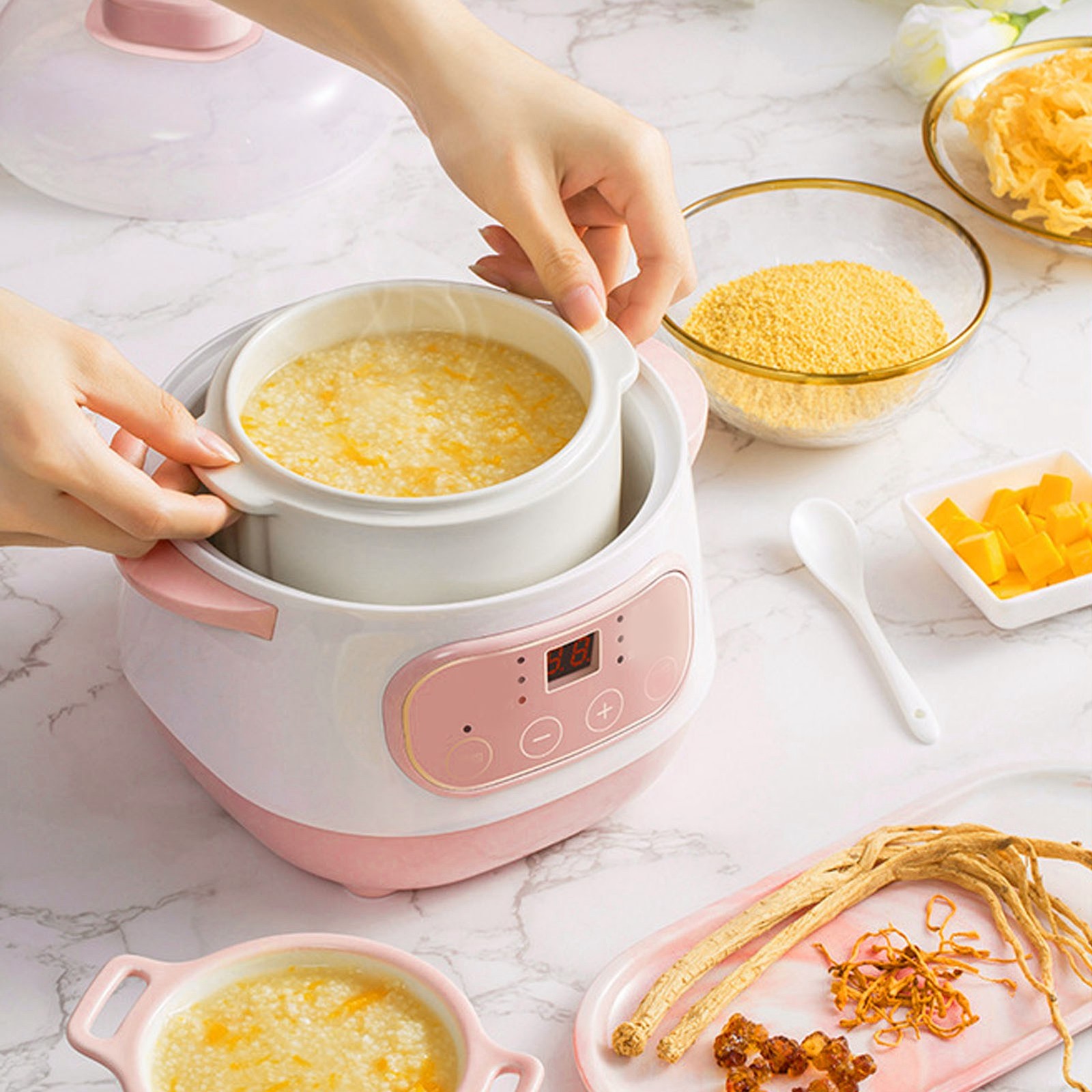 Electric Stew Pot 1L 200W Anti Dry Burn Safe Intelligent Electric Ceramic Cooker