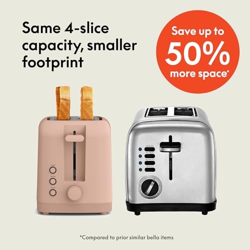bella 4 Slice Slim Toaster, Fits-anywhere™ Kitchenware, 6 4 Slice, Blossom