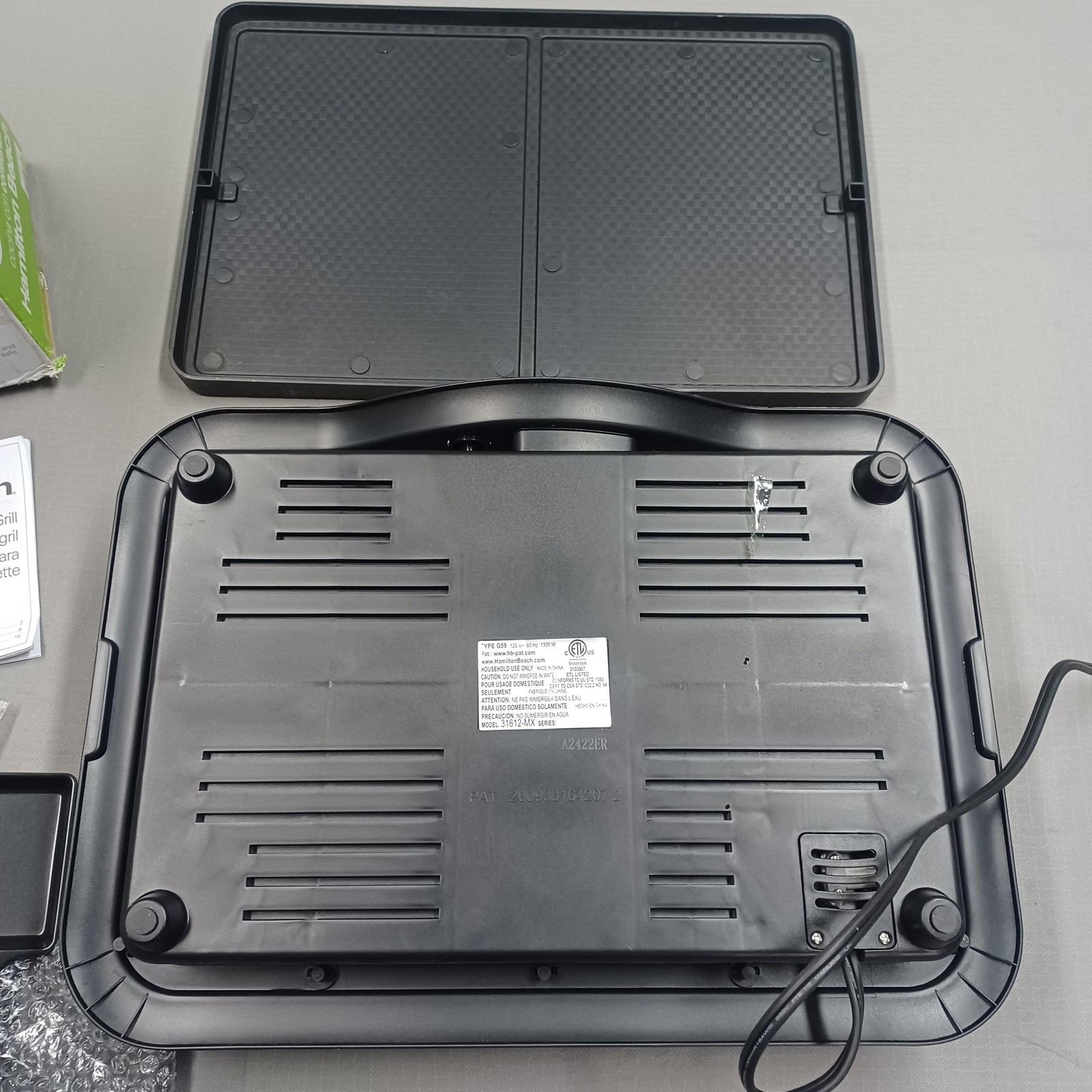 Hamilton Beach Raclette Grill 31612-MX Black Portable Party Grill 1300W Nonstick