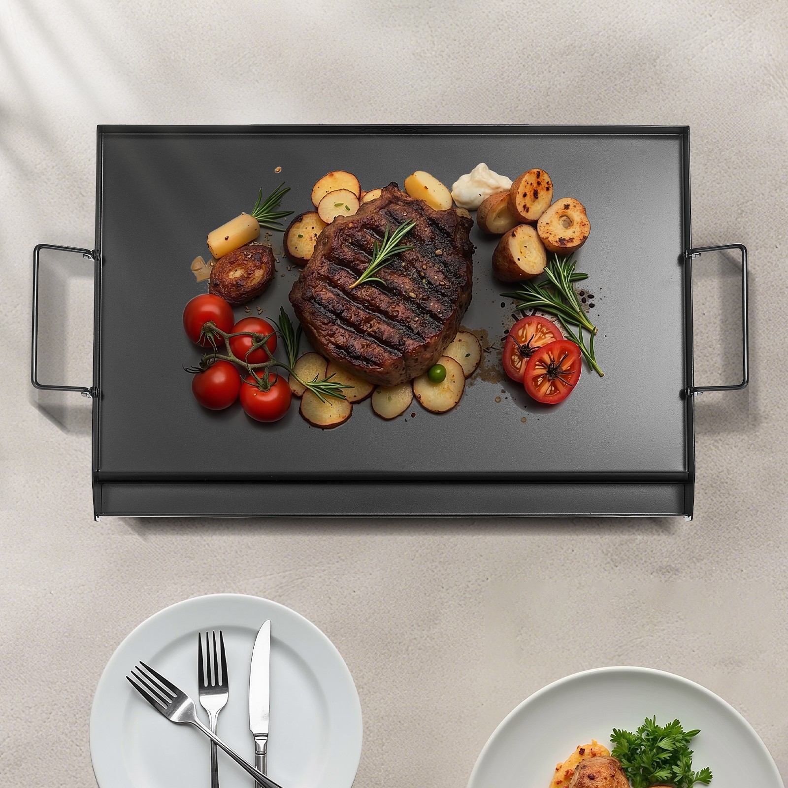VEVOR 24×16 in Flat Top Griddle Carbon Steel Universal BBQ Grill Pan Cookware