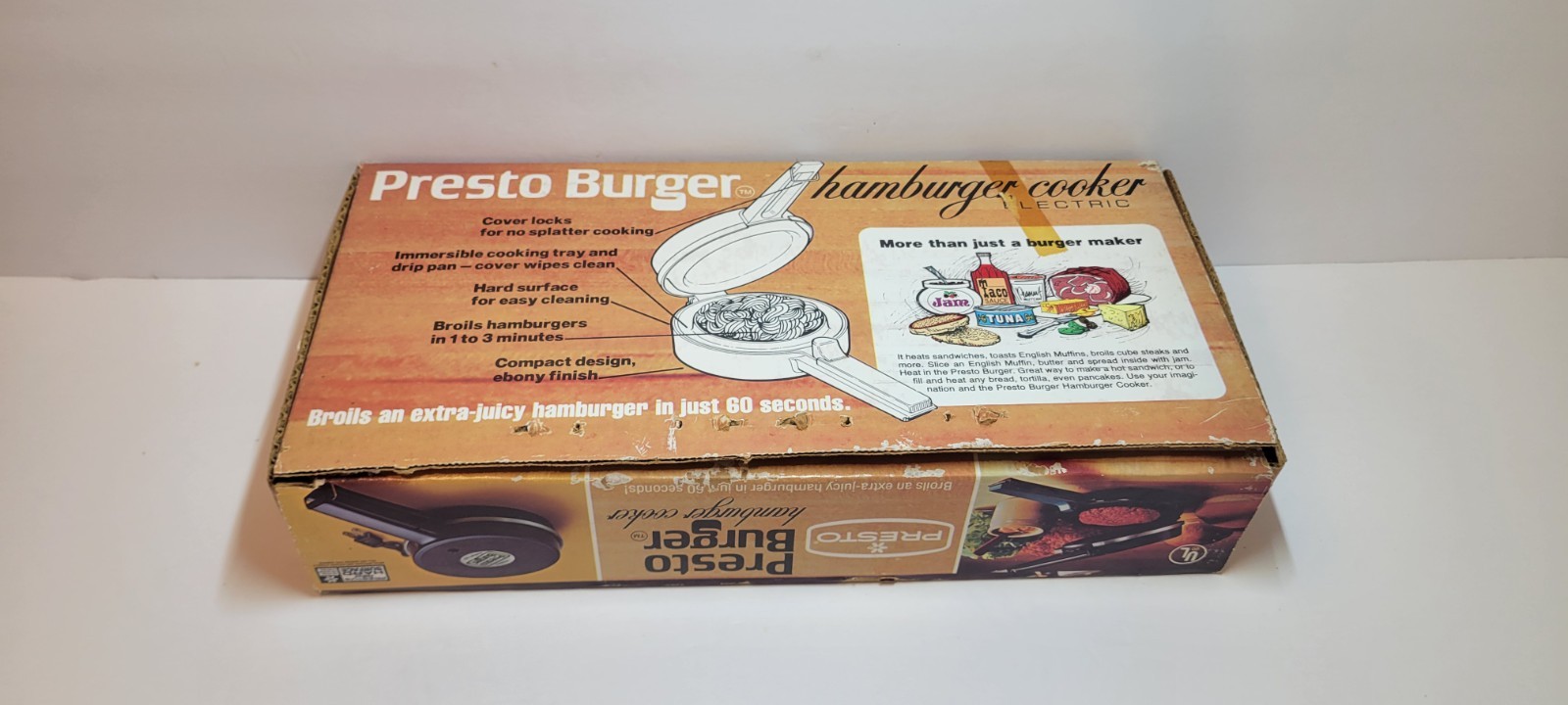 Presto Burger Electric Hamburger Cooker 1500W Broil, Immersible Drip Pan