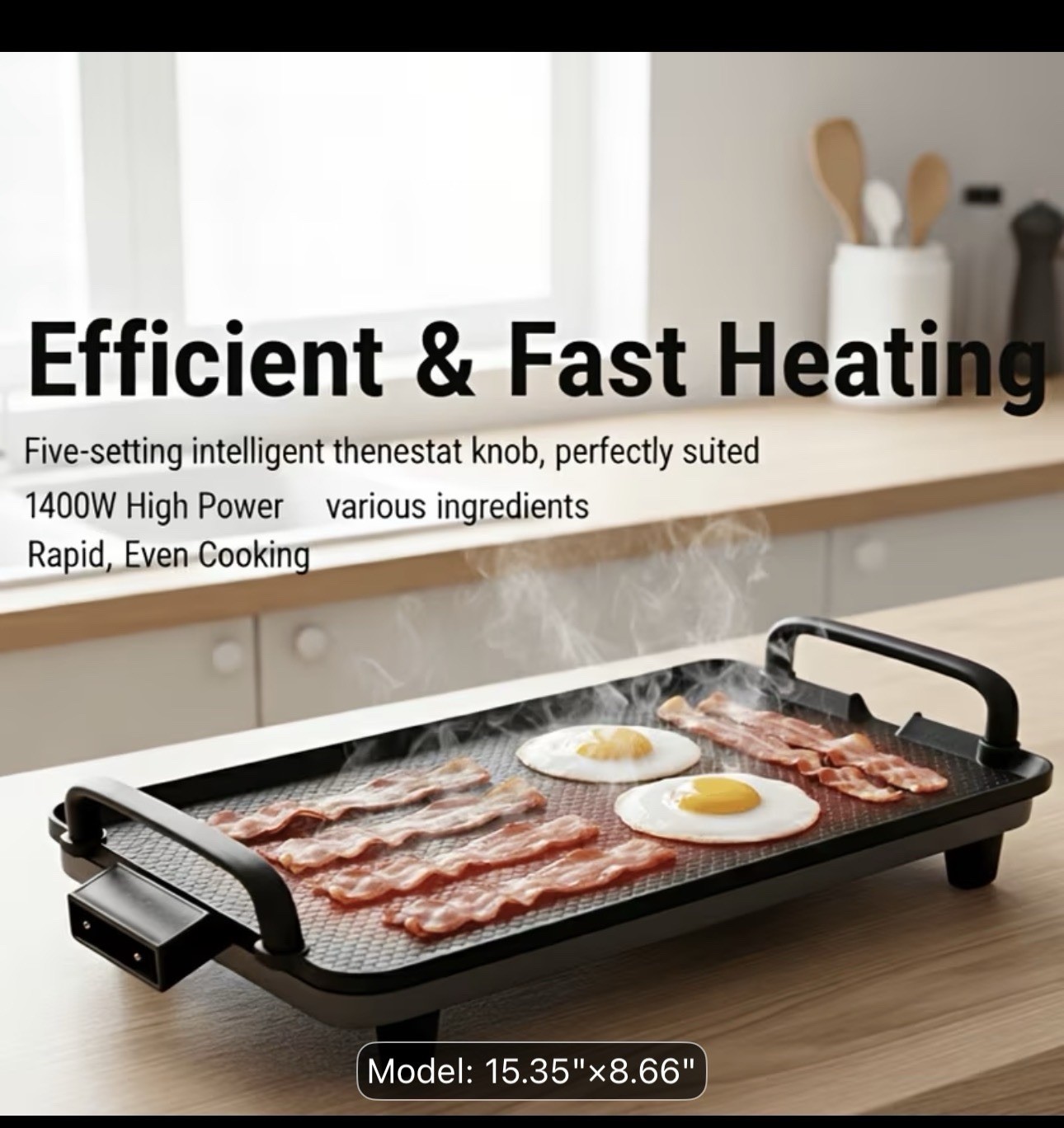 Non Stick Electric Grill & Griddle Indoor BBQ Plate Grill Steaks Small Size