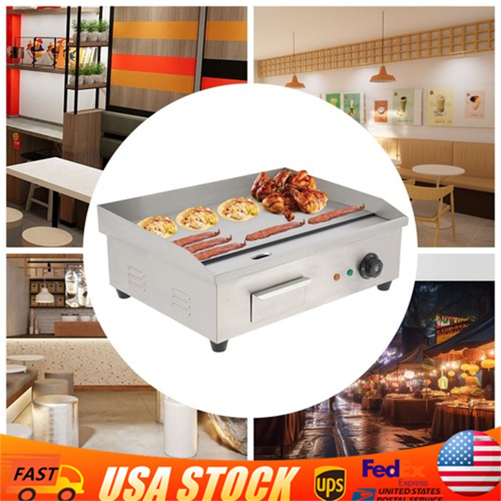Electric Commercial 3000W Griddle Flat Top Large Plate Cooking Countertop Grill