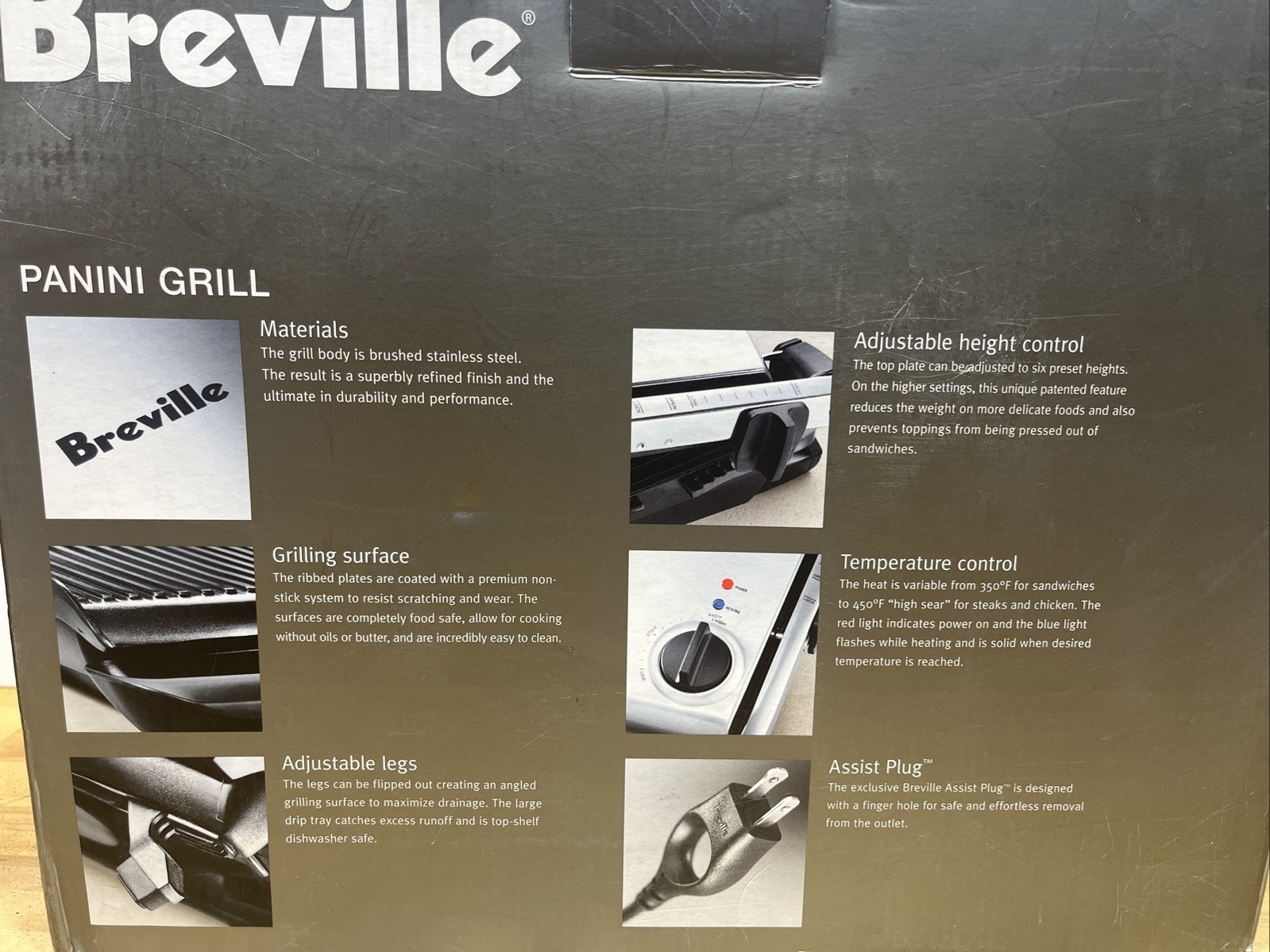 BREVILLE PANINI GRILL PRESS TG425XL BRUSHED STAINLESS 1500W