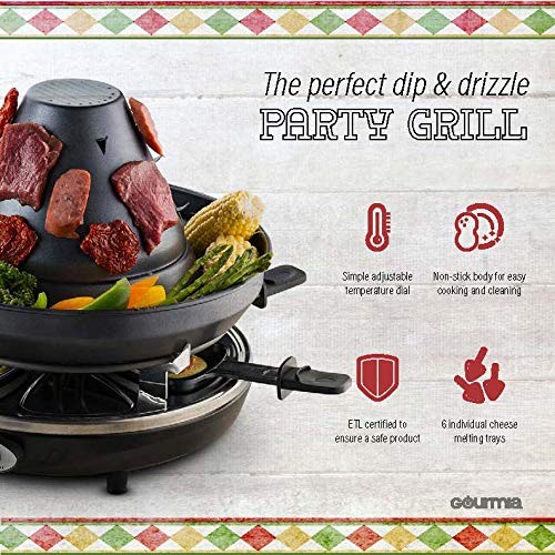 Gourmia GEG1400 Electric Raclette Vertical Grilling Sombrero 6 Pans Non Stick