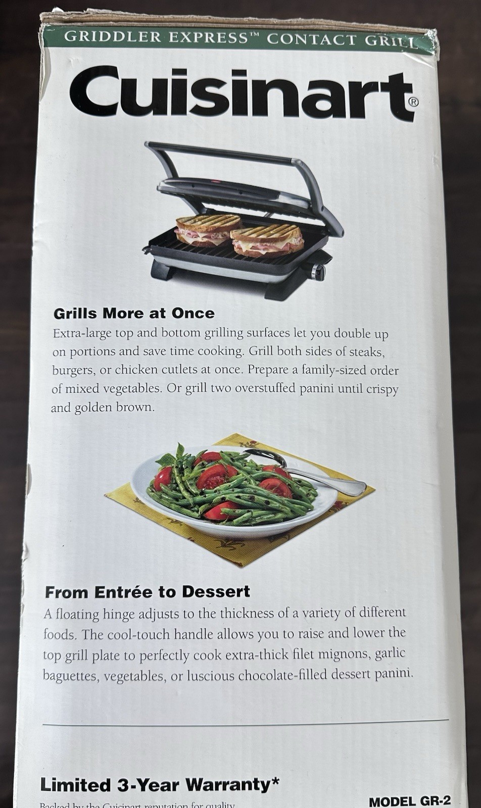 Cuisinart Griddler Express GR-2 1500W 120V Nonstick Contact Grill Silver