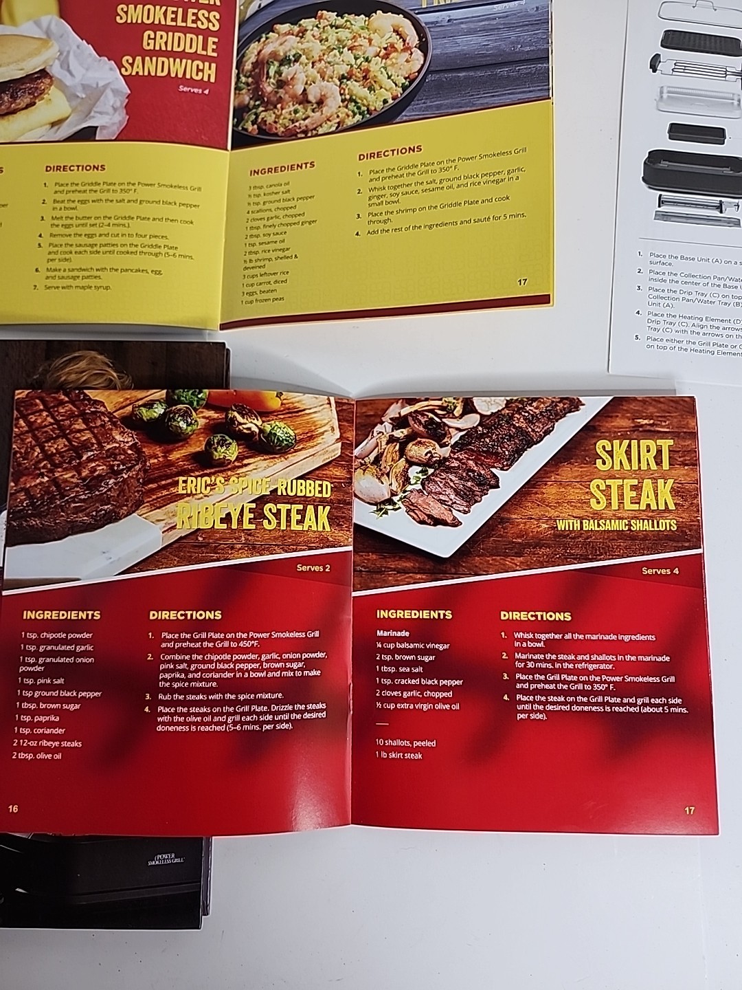 Power Smokeless Grill PG-1500 Owners Manual & Recipe Griddle Guide Favorite New