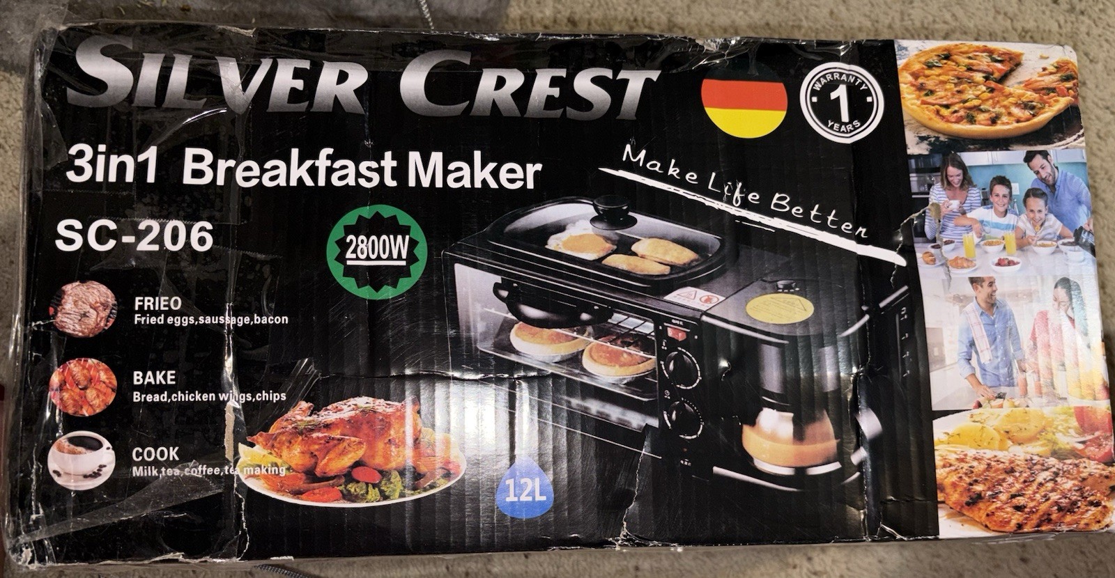 Silver Crest Automatic Toaster Oven Multi function 3 in 1 Breakfast Maker