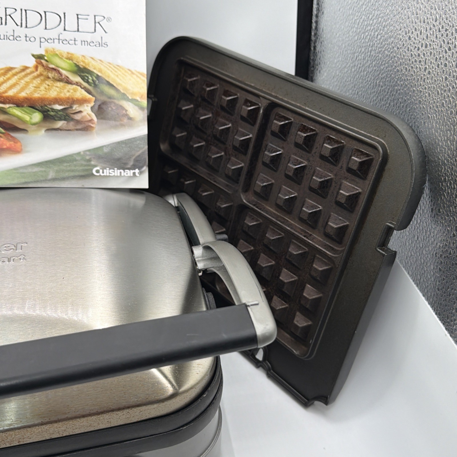 Cuisinart GR-4N 5-in-1 Griddler w/Belgian Waffle Plates Stainless Steel READ
