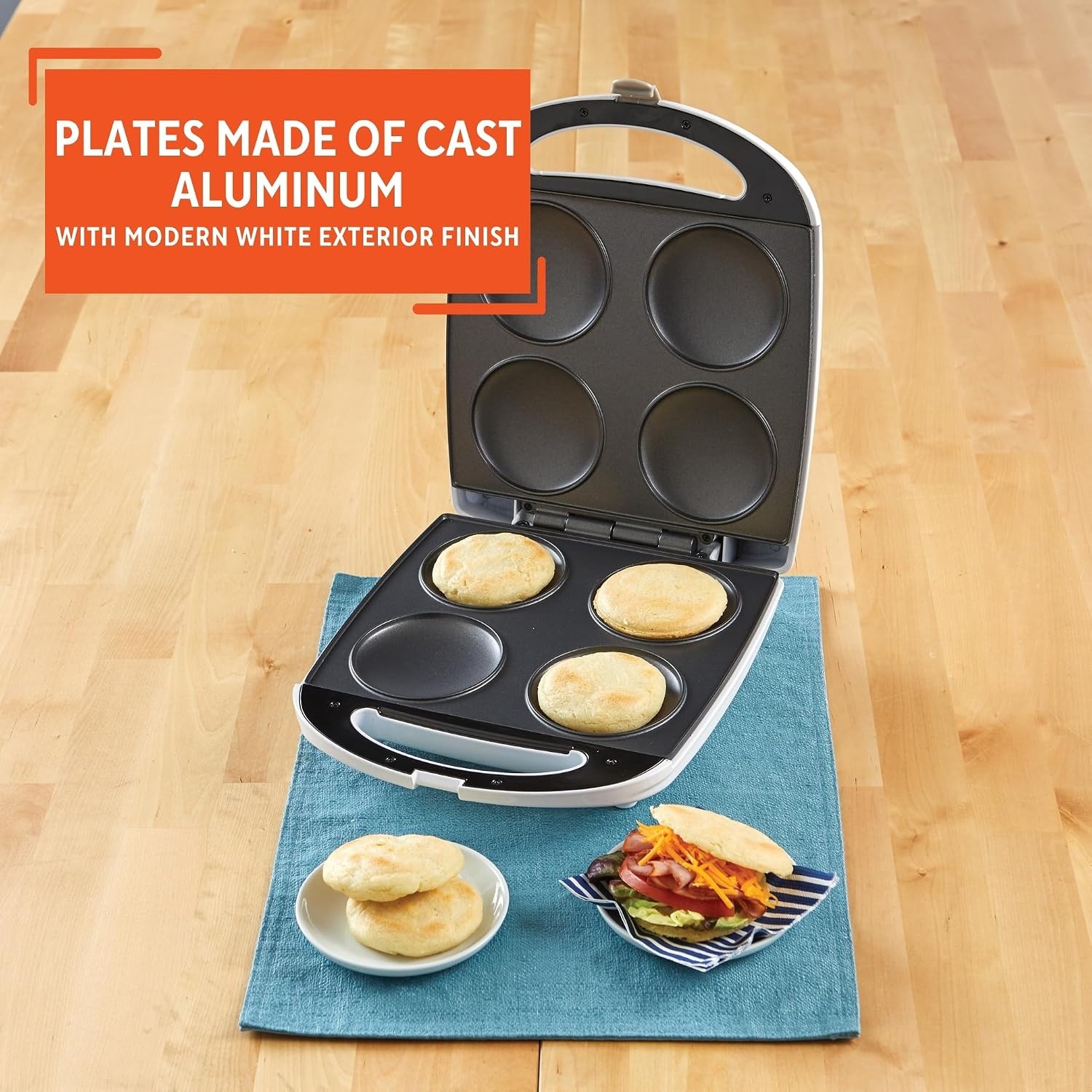 USA GAU-80300 4 Slot Electric Arepa Maker W/ Nonstick Surface 1,200-Watts White