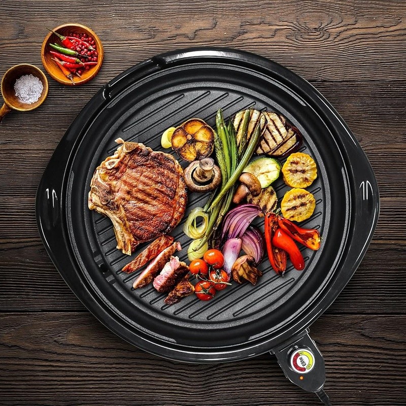 Indoor Electric Grill Nonstick 1300W Adjustable Temp Dishwasher Safe Cooking New