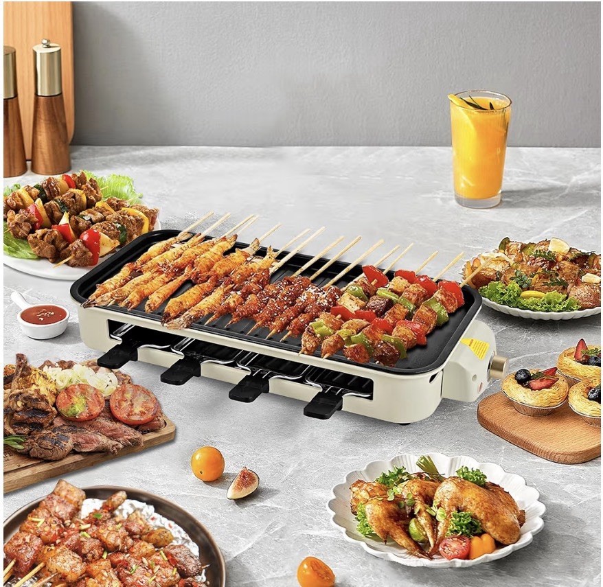 Electric Indoor Grill,2 in 1 Indoor Grills Kitchen Grill Net Non-Stick Cooking