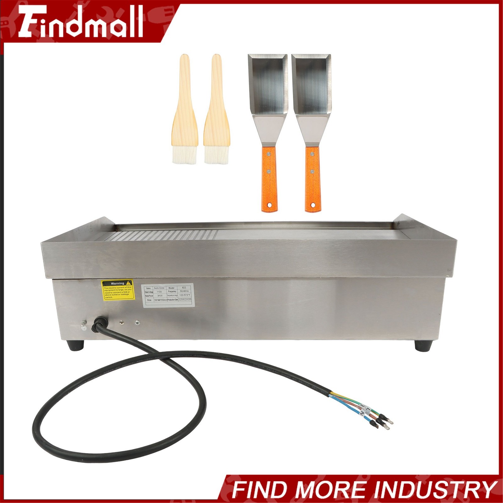 30 Inch 3000W Electric Griddle Commercial Grade Wide Flat Top Grill 122-572℉