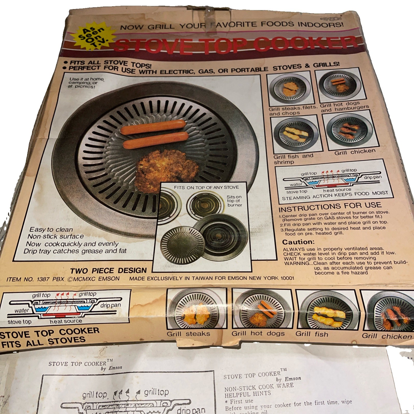Vintage Stove Top Cooker Fits All Stove Tops Indoor Grilling