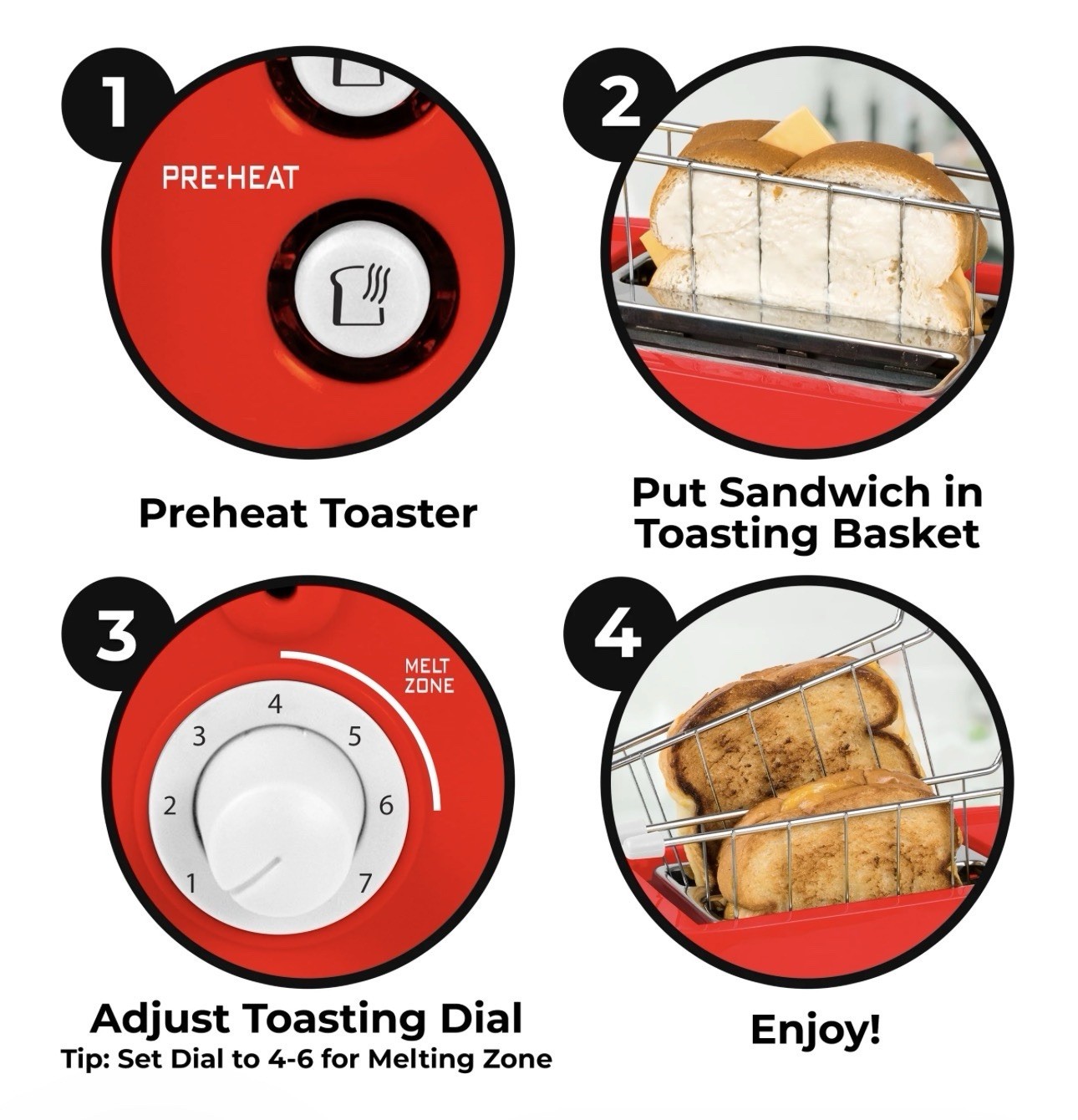 Nostalgia COCA-COLA Adjustable Grilled Cheese Toaster EZ-Clean Baskets – NEW!