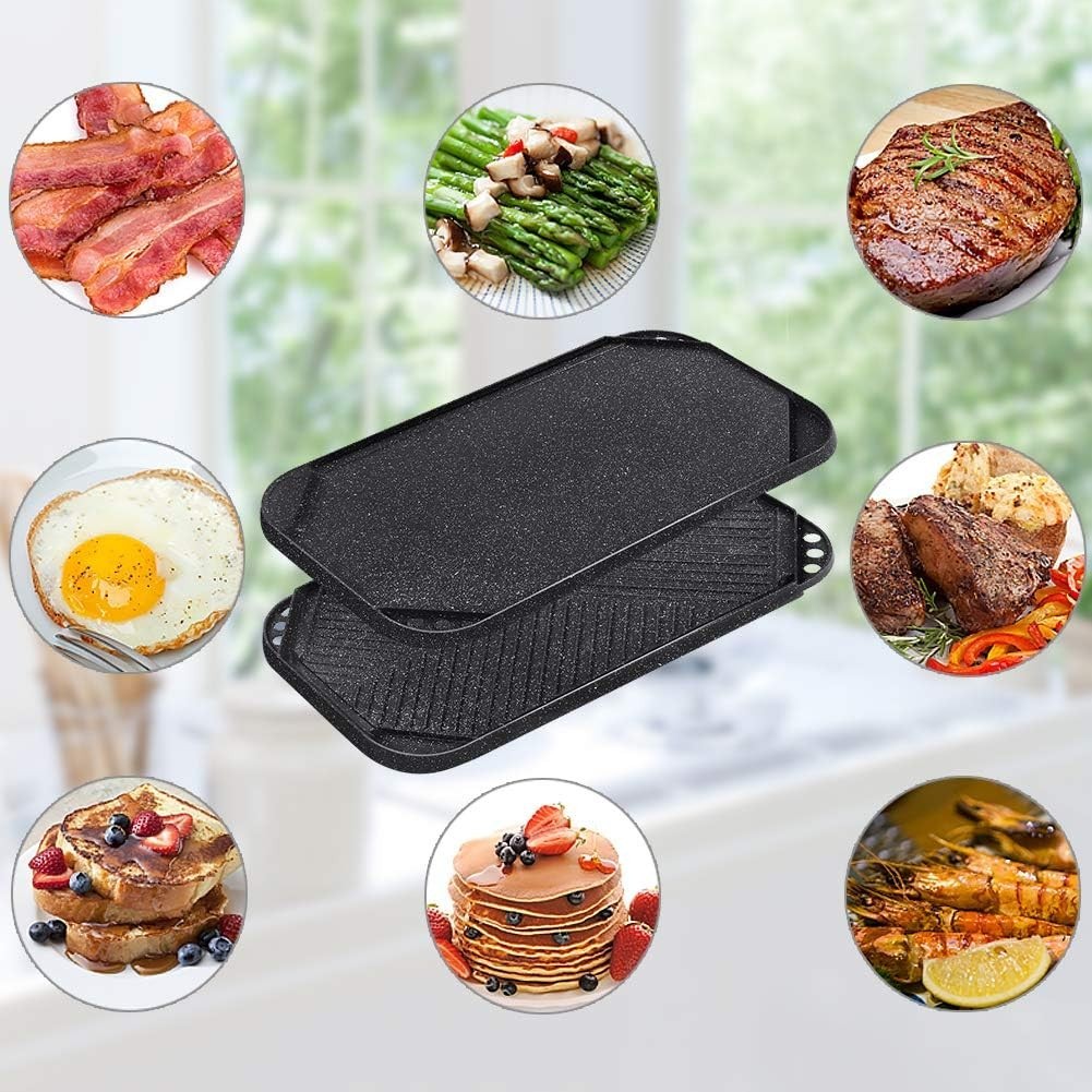 Nonstick Griddle Grill Pan, Pro-Grid Reversible Grill & Griddle Pan, Two Burn…
