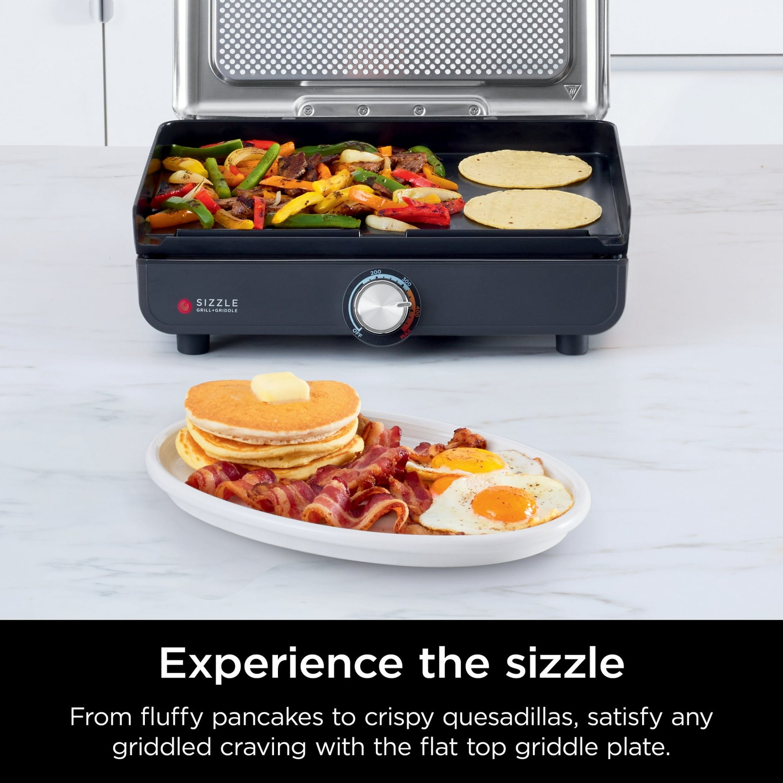 Ninja Sizzle Nonstick Flat Top Griddle Plate, 14” x 9”, XSKGRDLEPLATE, Gray