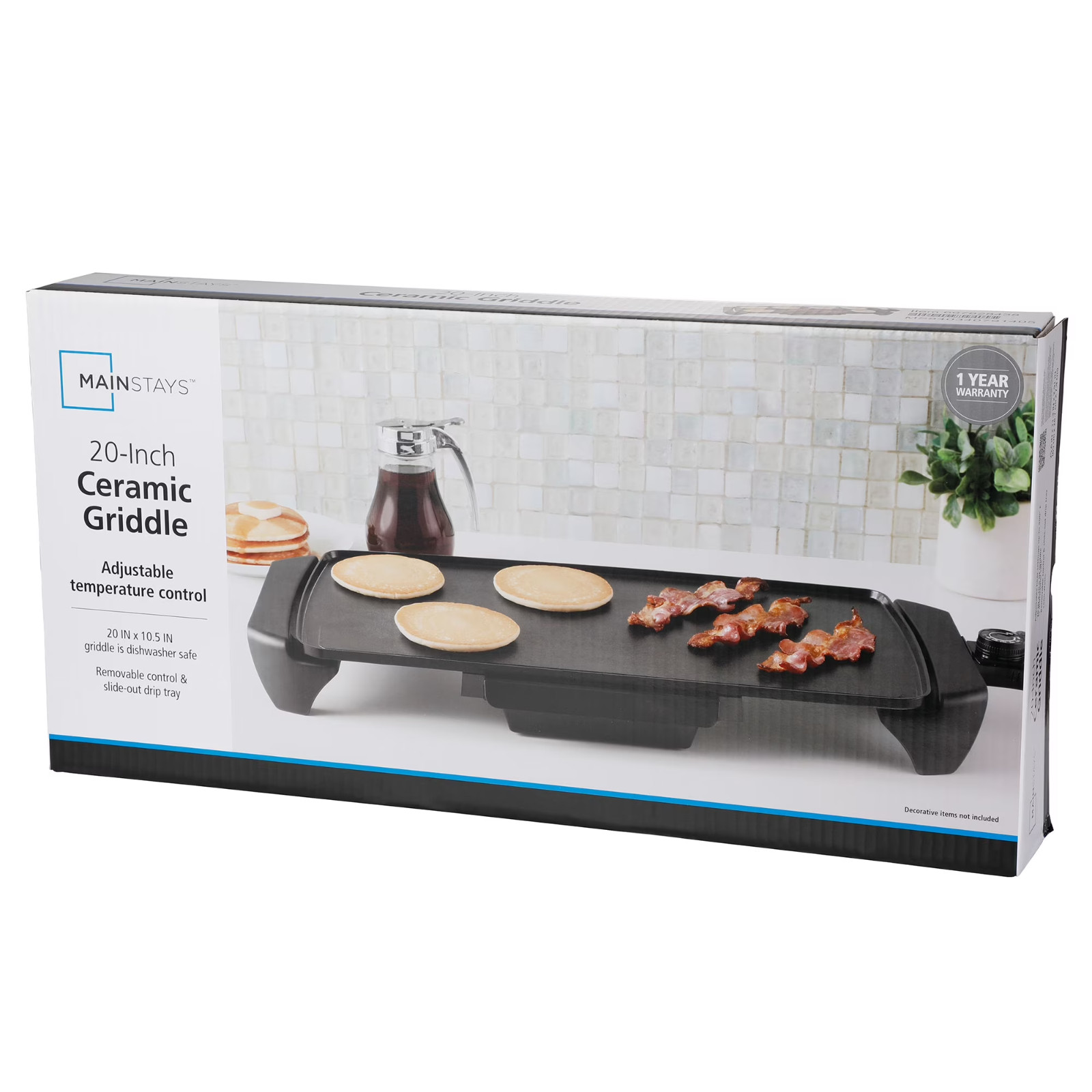 Mainstays 20” Electric Griddle – Non-Stick, Temperature Control,1500 W,Ceramic C