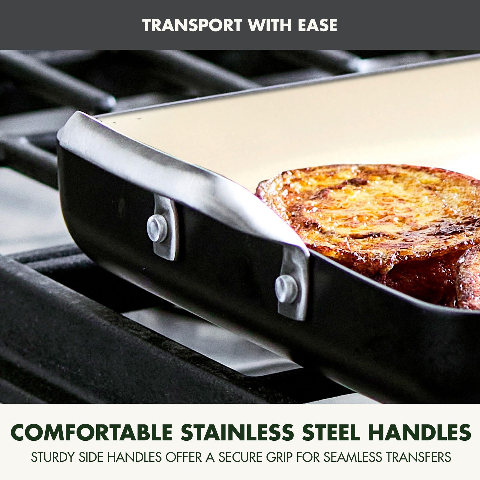 18″ x 11″ Double Burner Griddle Pan, Hard Anodized Healthy Ceramic Nonstick P…