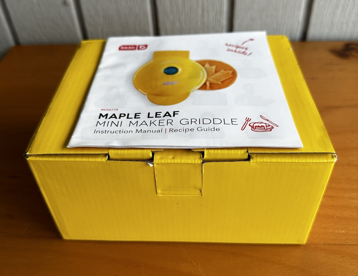 New DASH Mini (Maple Leaf) Mini Griddle Yellow in box Never Used Gift